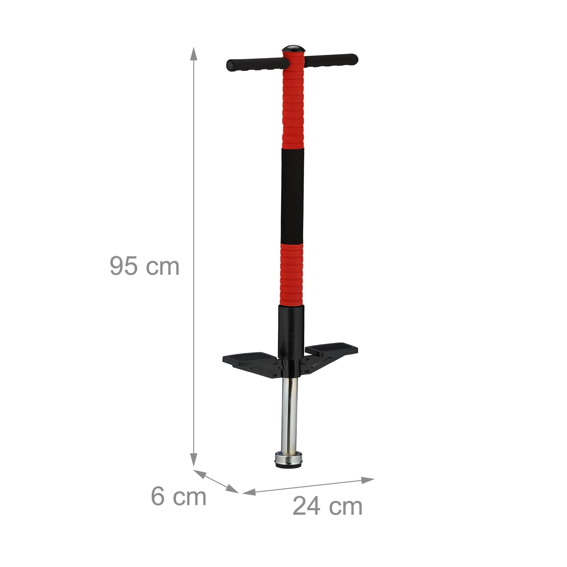 Pogo Stick für Kinder bis 35 kg Rot-Schwarz-Silber von Relaxdays