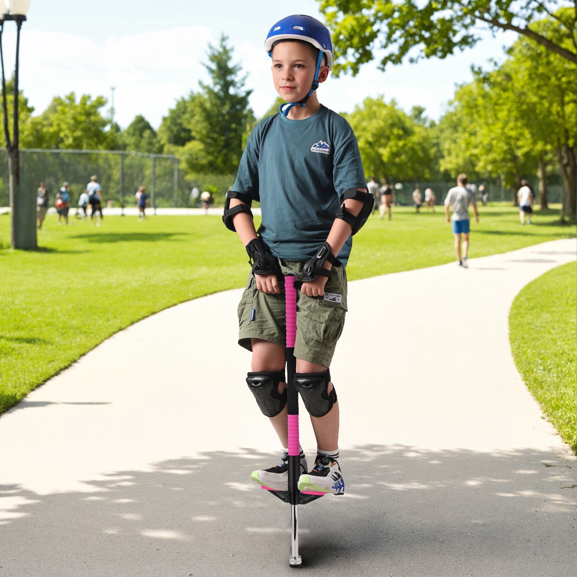 Pogo Stick für Kinder bis 35 kg Pink-Schwarz-Silber von Relaxdays