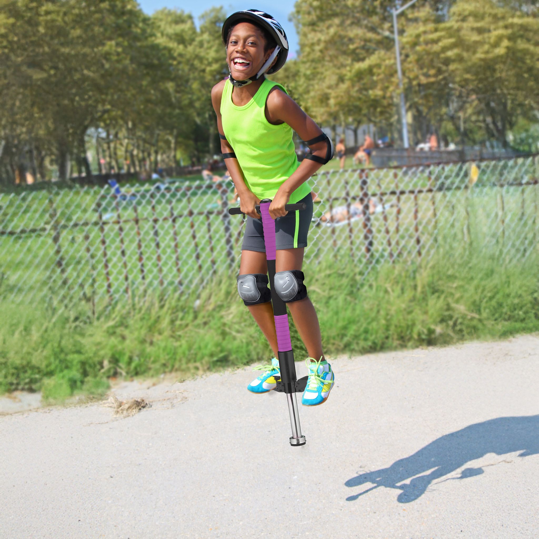 Pogo Stick für Kinder bis 35 kg Pink-Schwarz-Silber von Relaxdays