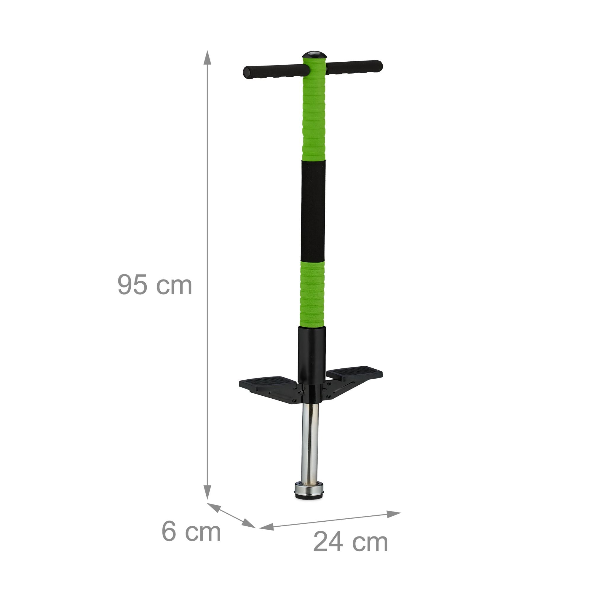 Pogo Stick für Kinder bis 35 kg Grün-Schwarz-Silber von Relaxdays