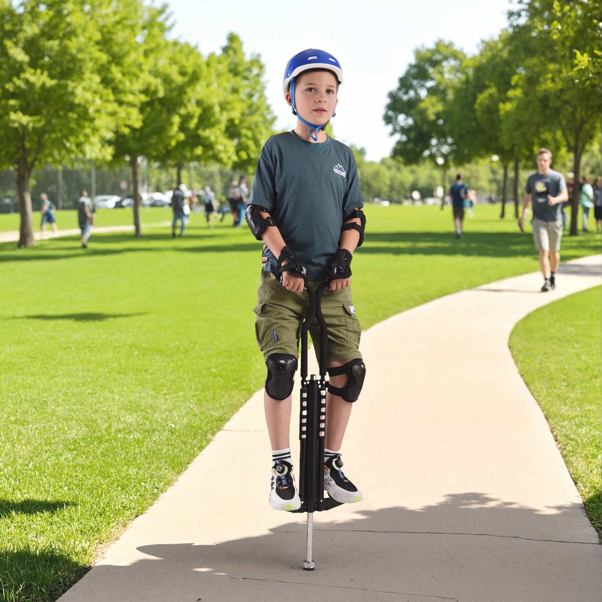 Pogo Stick für Kinder bis 60 kg Schwarz-Silber von Relaxdays