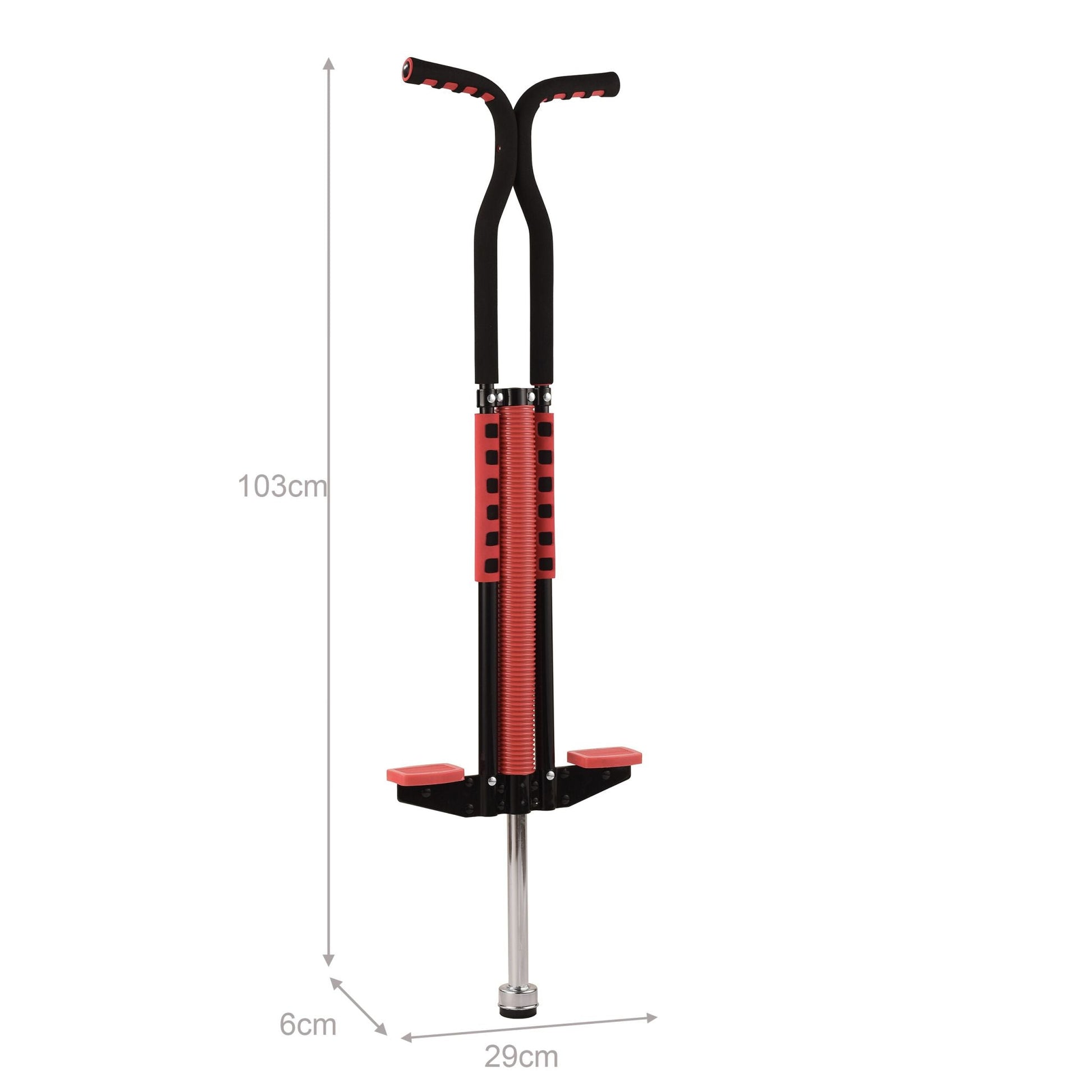 Pogo Stick für Kinder bis 60 kg Rot-Schwarz-Silber von Relaxdays
