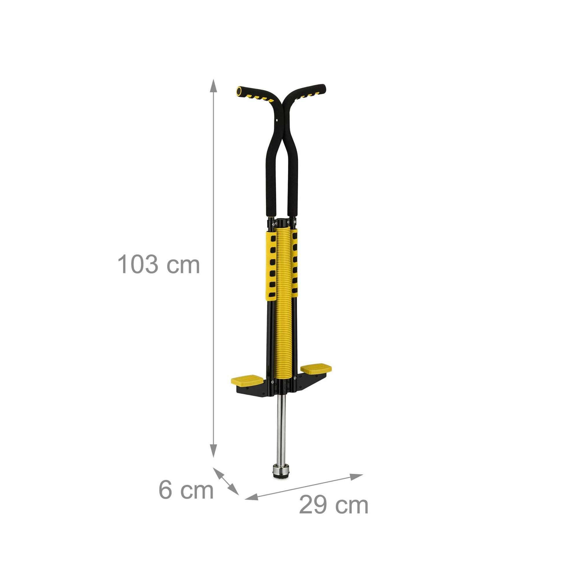 Pogo Stick für Kinder bis 60 kg Gelb-Schwarz-Silber von Relaxdays