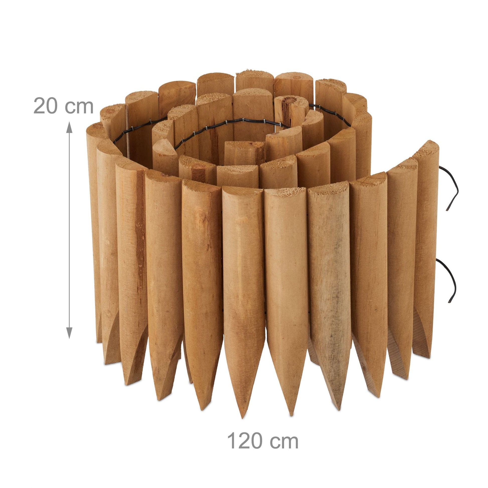 Rasenkante Holz 20cm hoch Hellbraun von Relaxdays