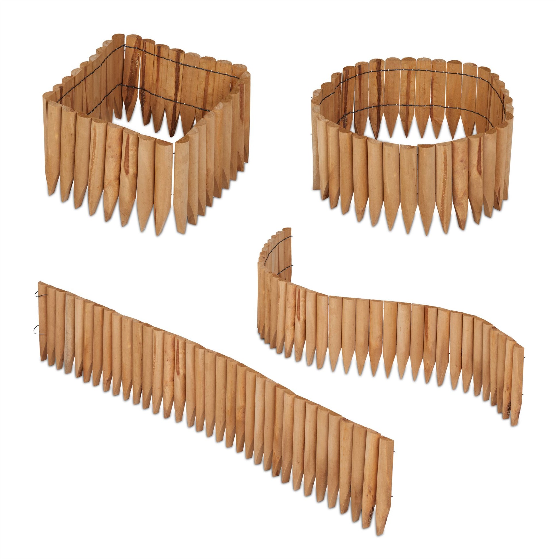 Rasenkante Holz 20cm hoch Hellbraun von Relaxdays