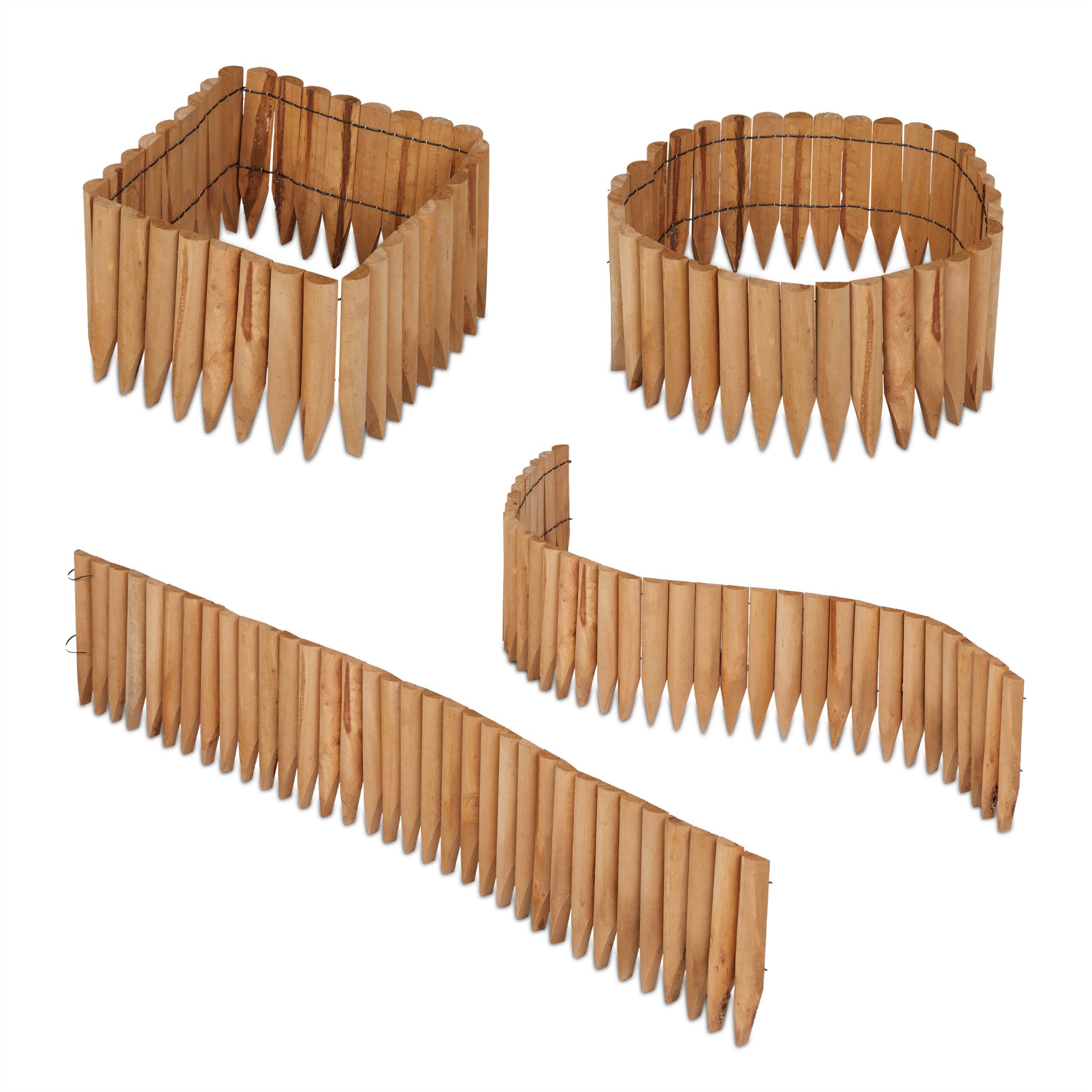 Rasenkante Holz 20cm hoch Hellbraun von Relaxdays