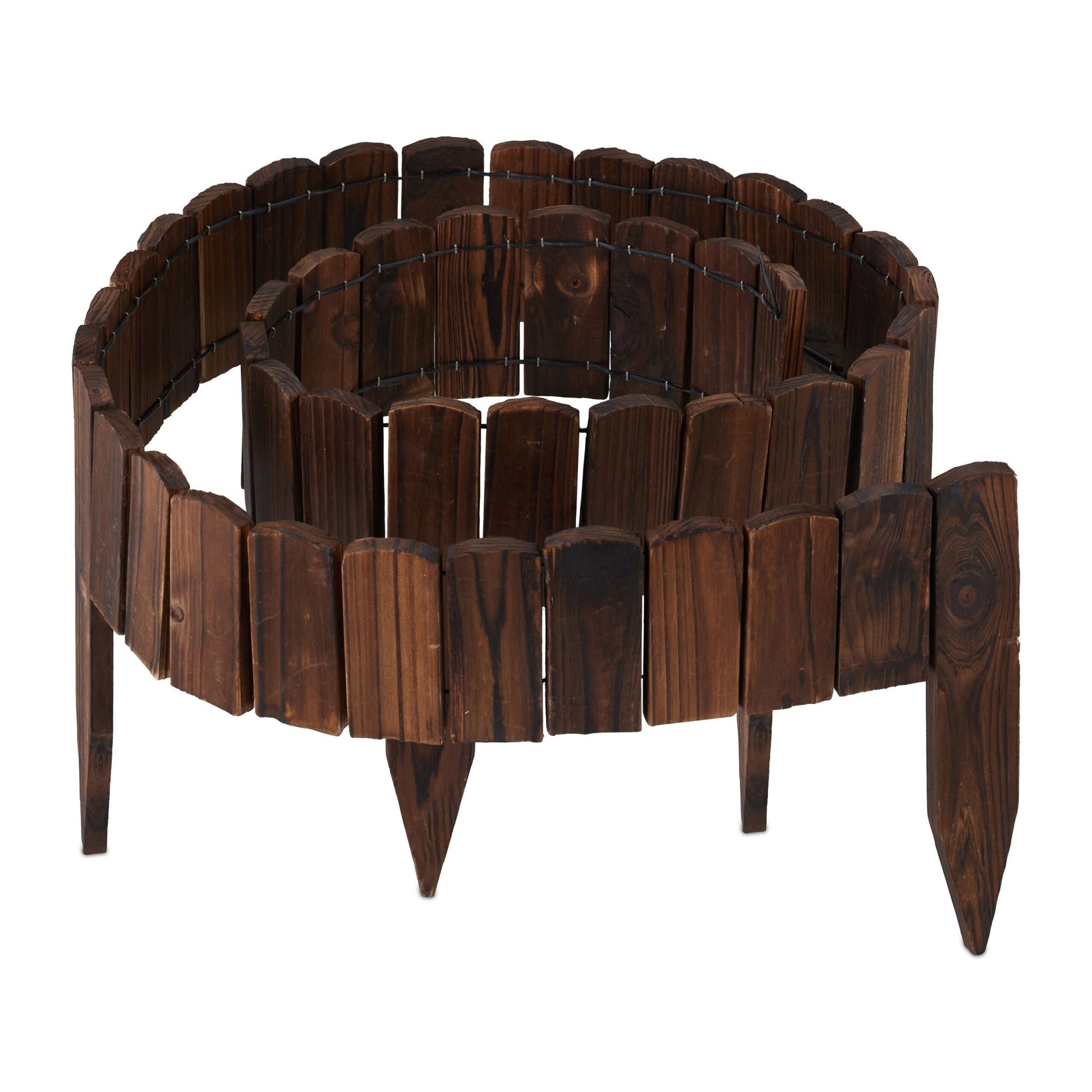 Beeteinfassung Holz flexibel Dunkelbraun von Relaxdays