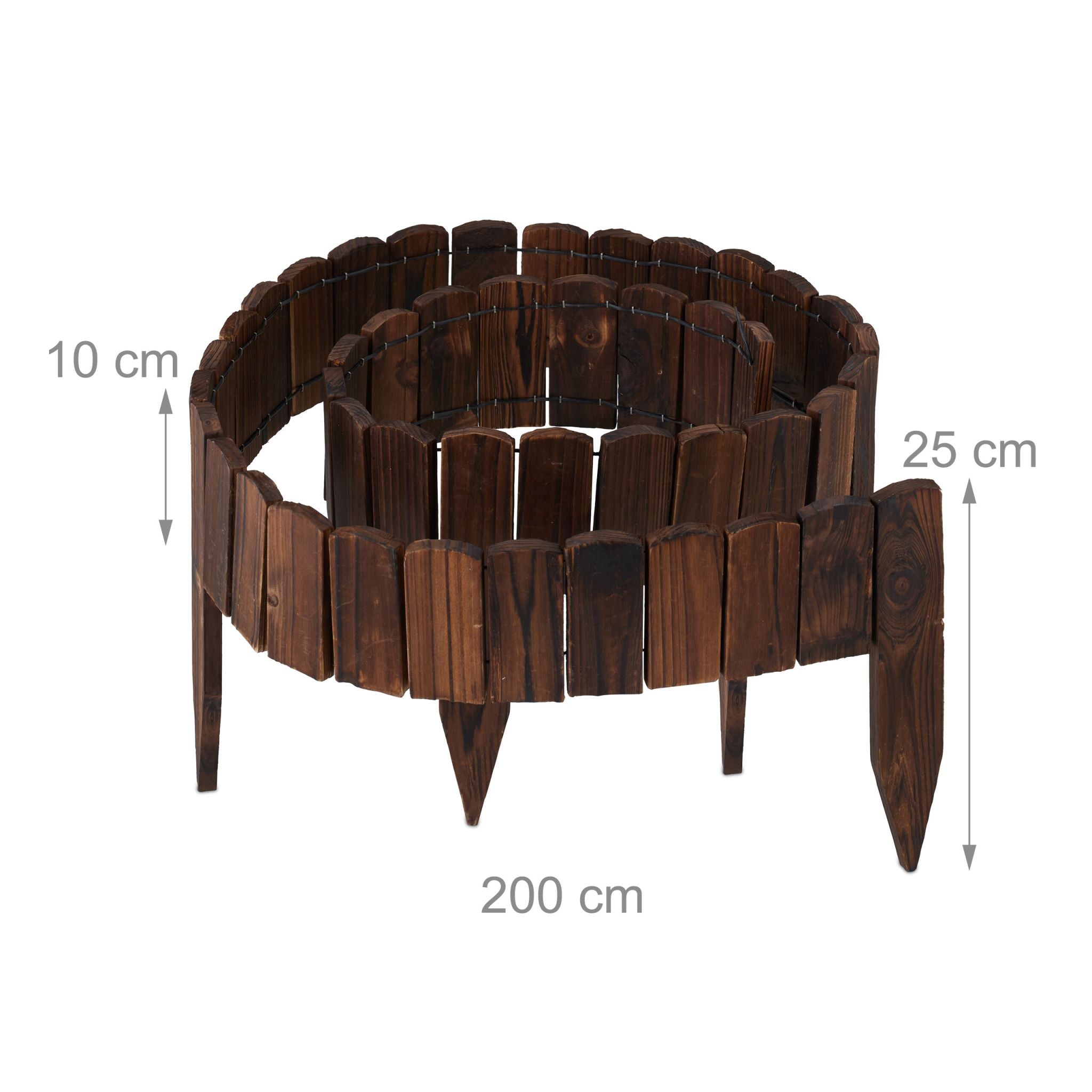 Beeteinfassung Holz flexibel Dunkelbraun von Relaxdays