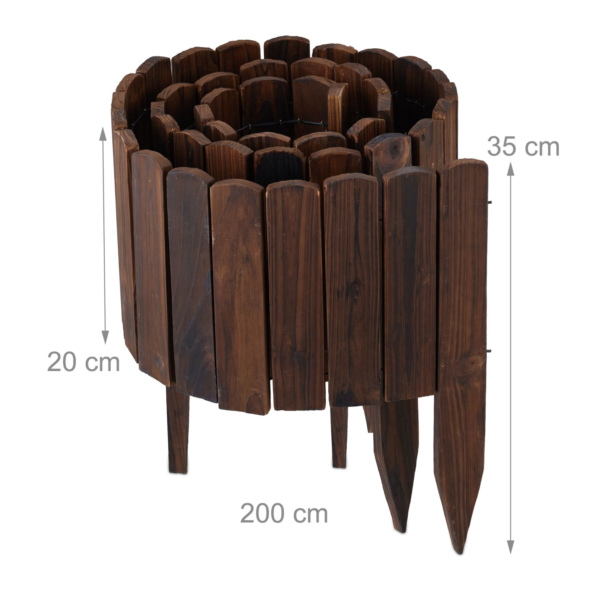 Beeteinfassung Holz flexibel Dunkelbraun von Relaxdays
