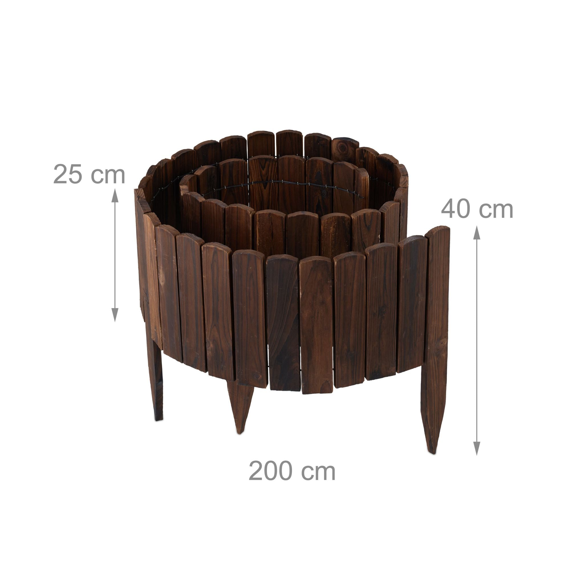 Beeteinfassung Holz flexibel Dunkelbraun von Relaxdays