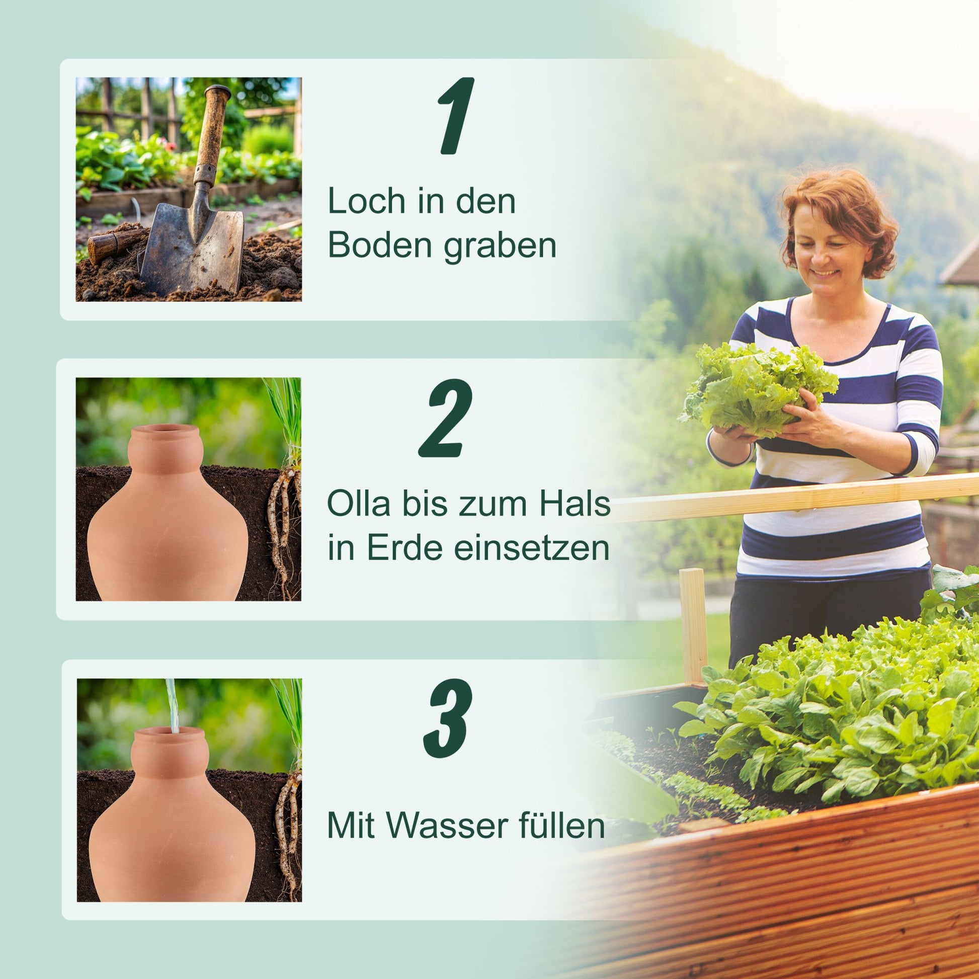 Ollas zur Bewässerung 550 ml 3er-Set Hellbraun von Relaxdays