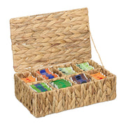 Teebox Wasserhyazinthe 8 Fächer Hellbraun von Relaxdays