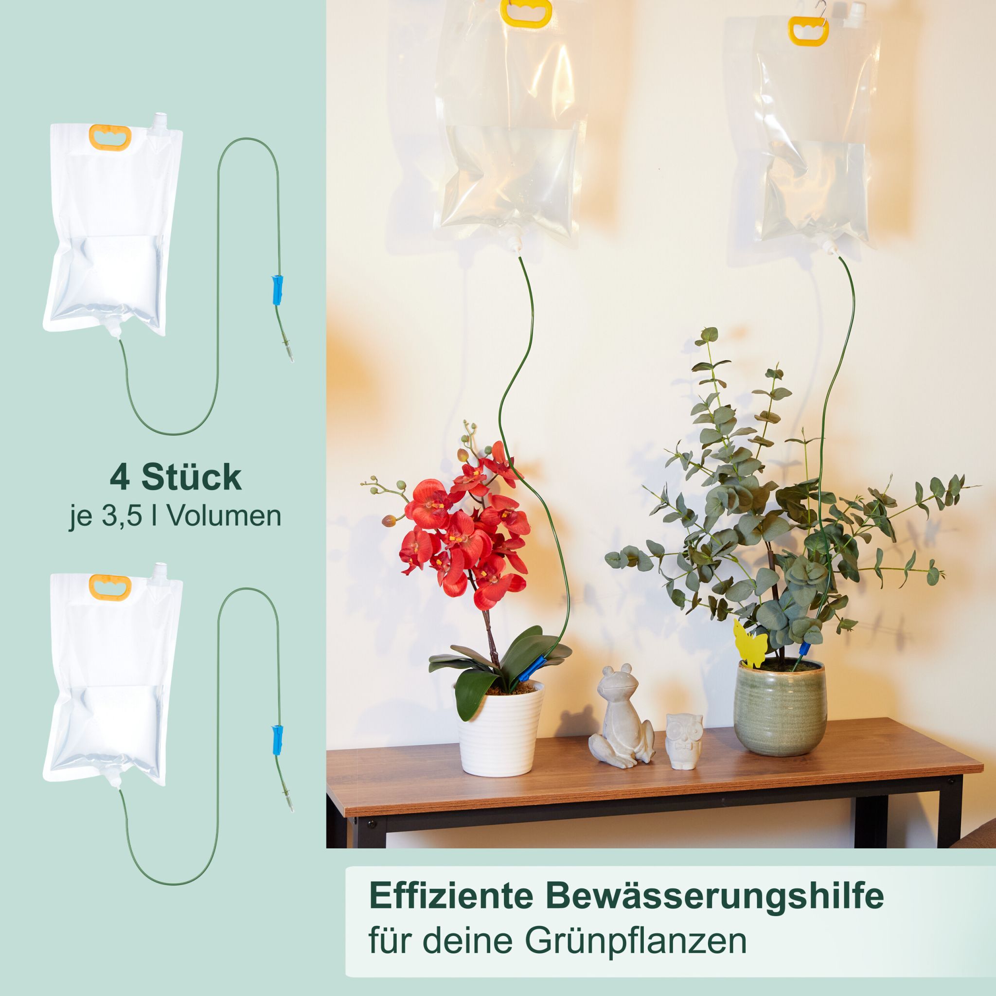 Tropfbewässerungsbeutel u. Gelbsticker Blau-Dunkelgrün-Transparent von Relaxdays