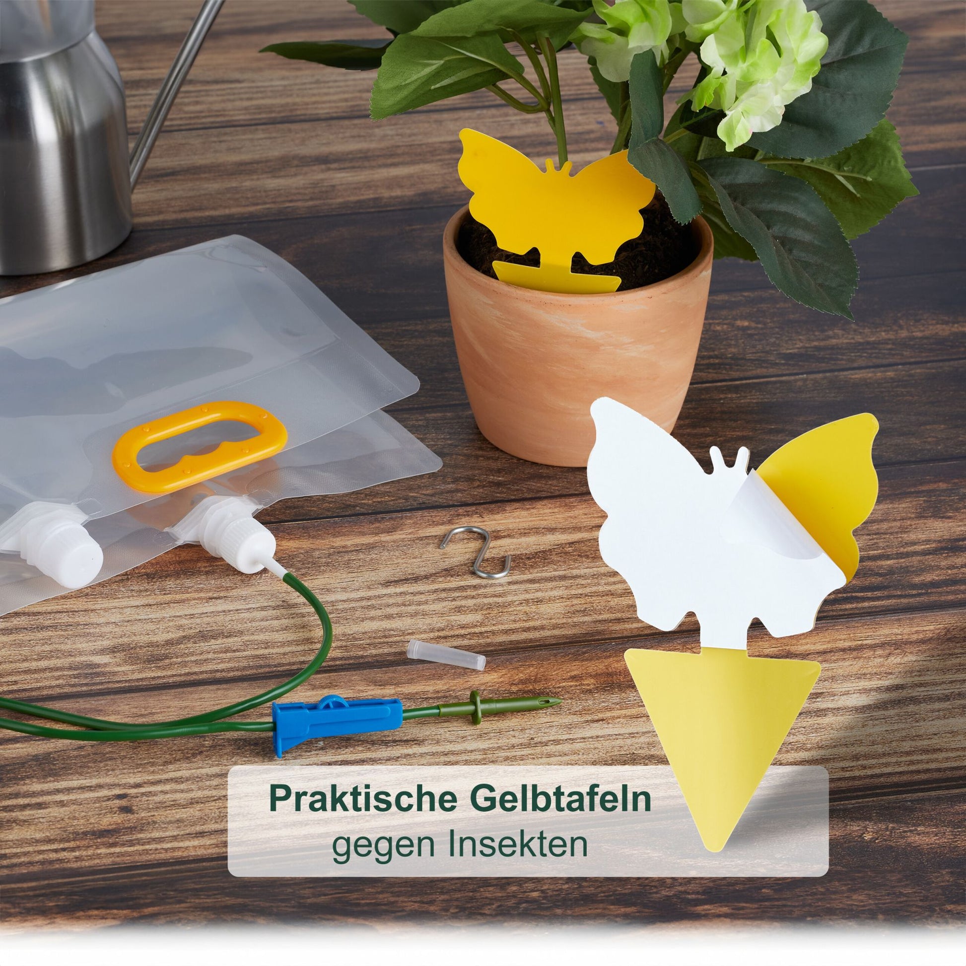 Tropfbewässerungsbeutel u. Gelbsticker Blau-Dunkelgrün-Transparent von Relaxdays