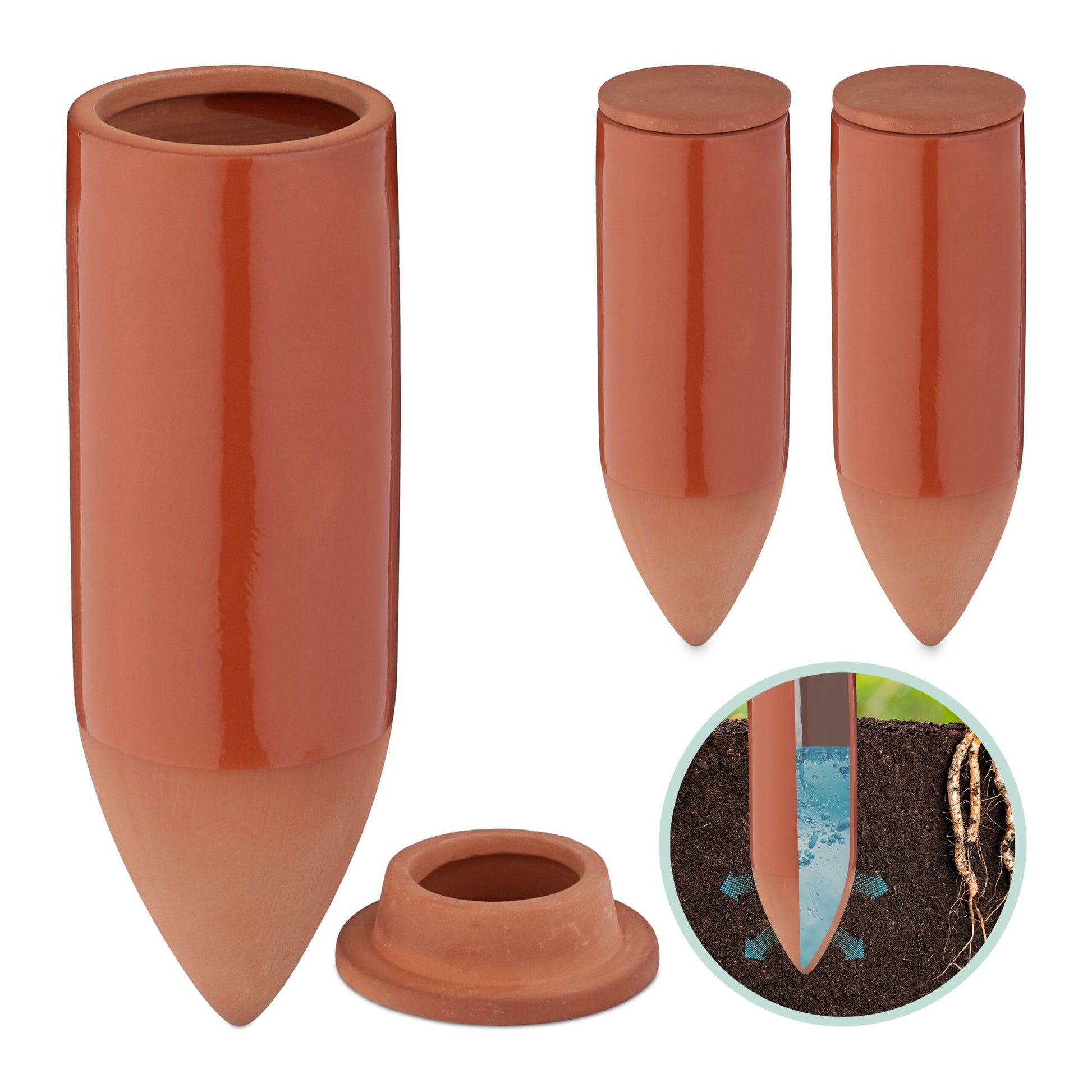 Tonkegel mit Deckel 3er-Set Hellbraun von Relaxdays