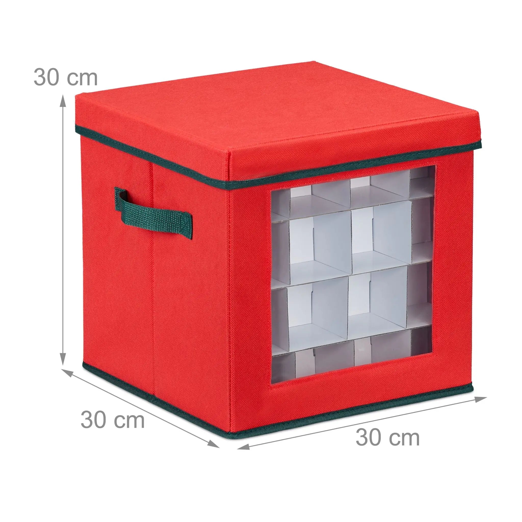 Weihnachtskugel Aufbewahrungsbox Weiss-Rot-Dunkelgrün Grösse M von Relaxdays