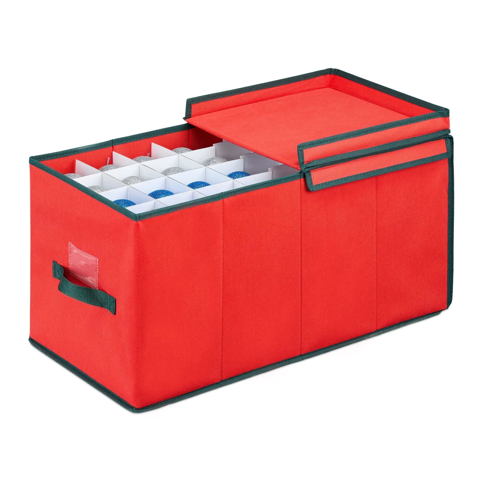 Weihnachtskugel Aufbewahrungsbox Weiss-Rot-Dunkelgrün Grösse L von Relaxdays