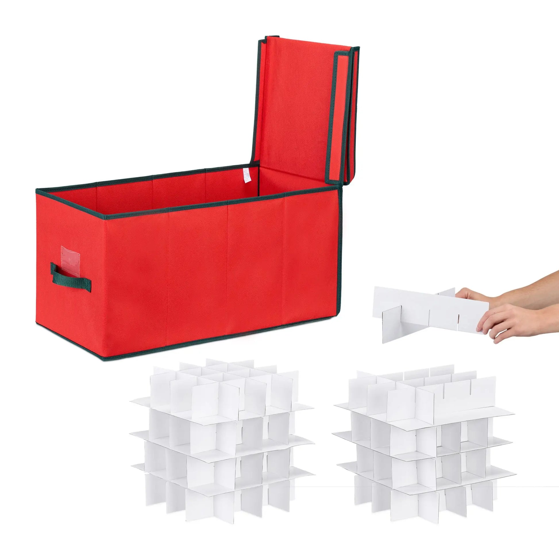 Weihnachtskugel Aufbewahrungsbox Weiss-Rot-Dunkelgrün Grösse L von Relaxdays