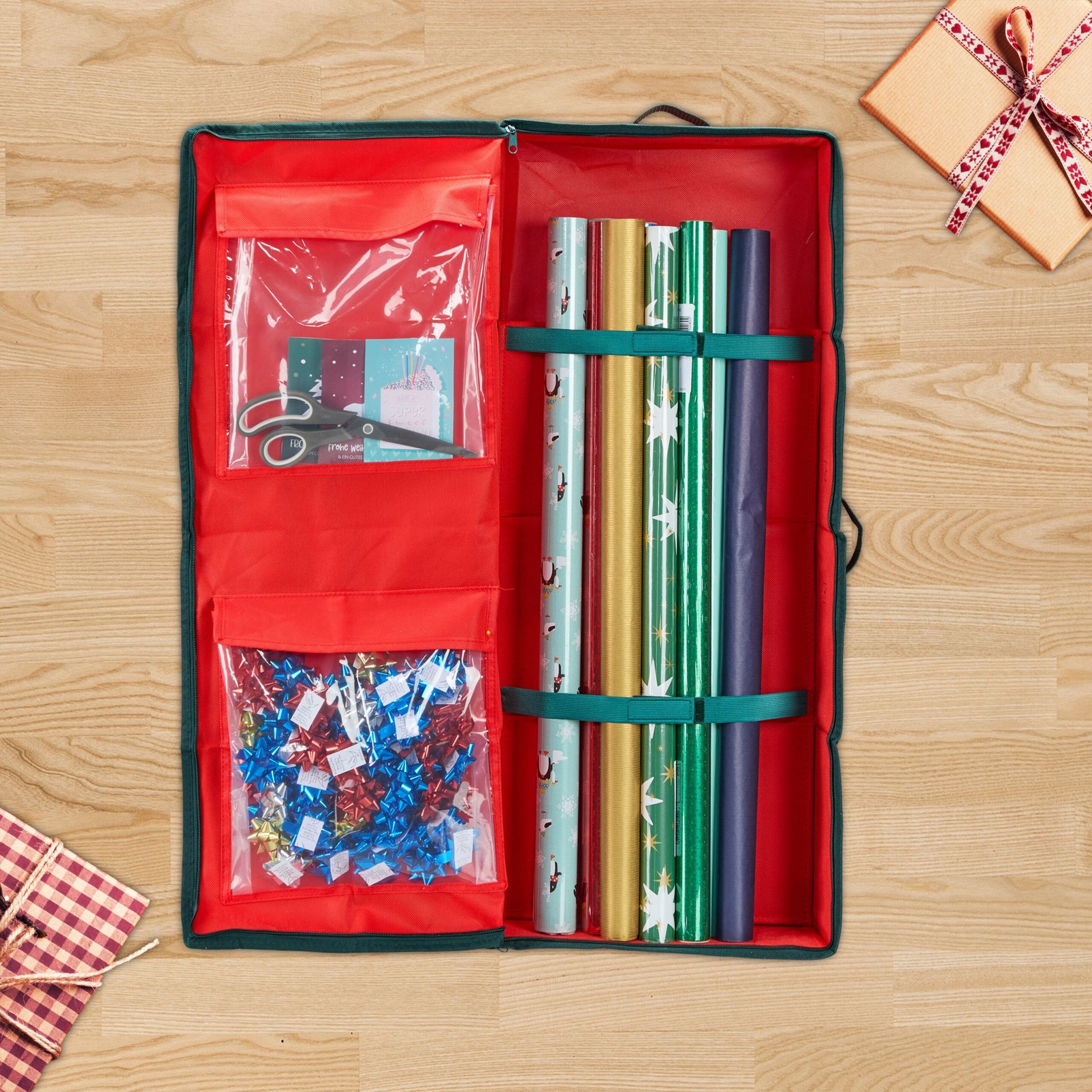 Geschenkpapier Aufbewahrungsbox Rot-Schwarz von Relaxdays
