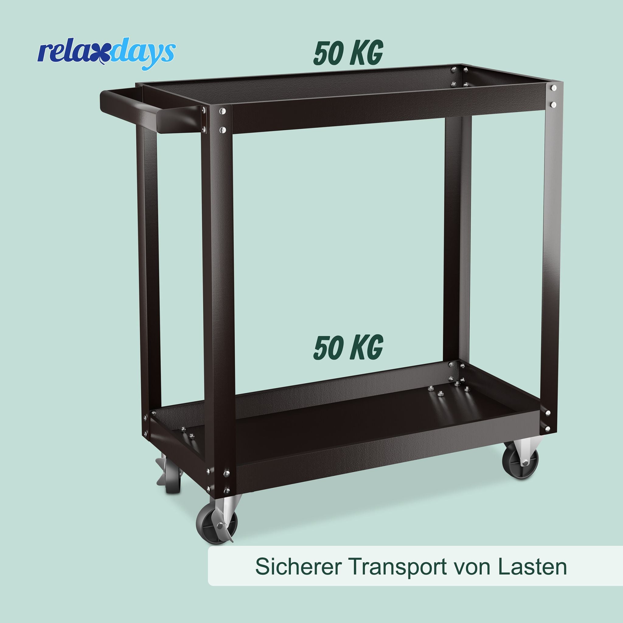 Werkstattwagen mit 2 Ebenen Schwarz von Relaxdays