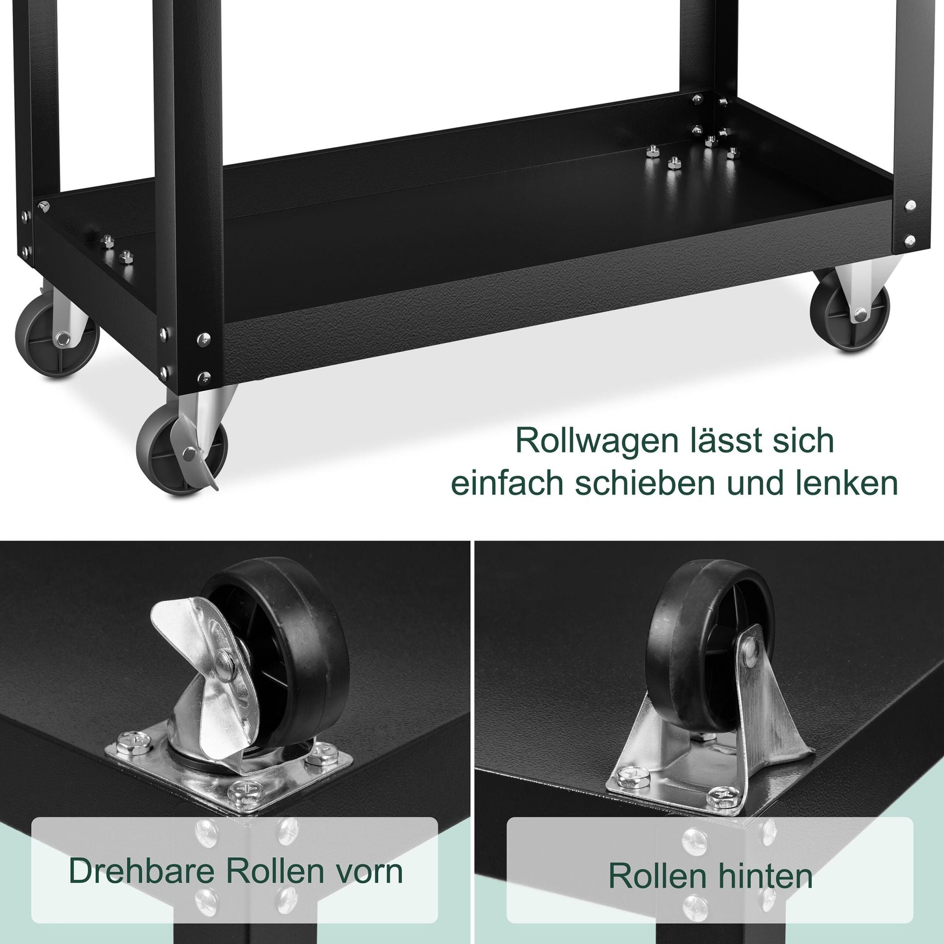 Werkstattwagen mit 2 Ebenen Schwarz von Relaxdays