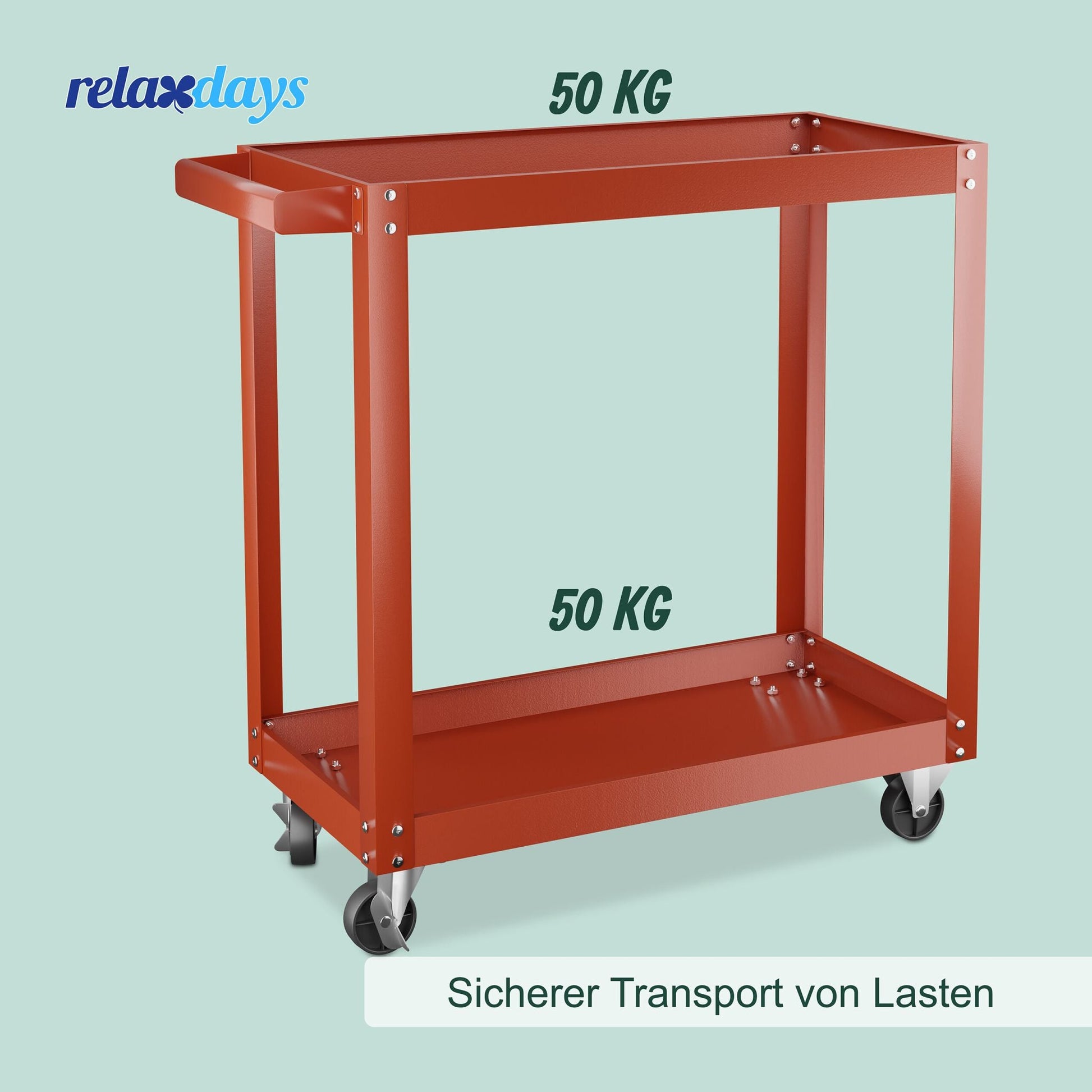 Werkstattwagen mit 2 Ebenen Rot von Relaxdays