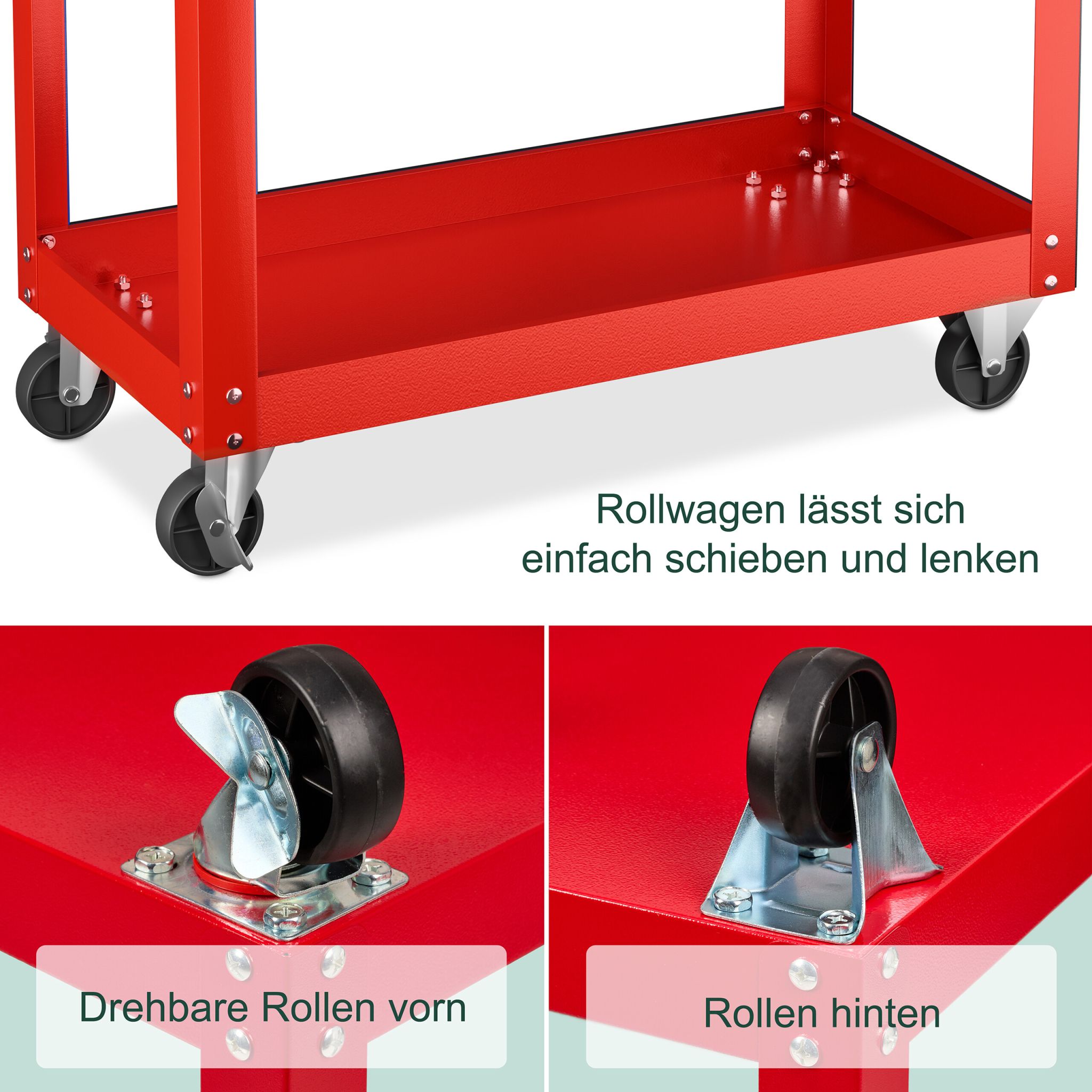 Werkstattwagen mit 2 Ebenen Rot von Relaxdays