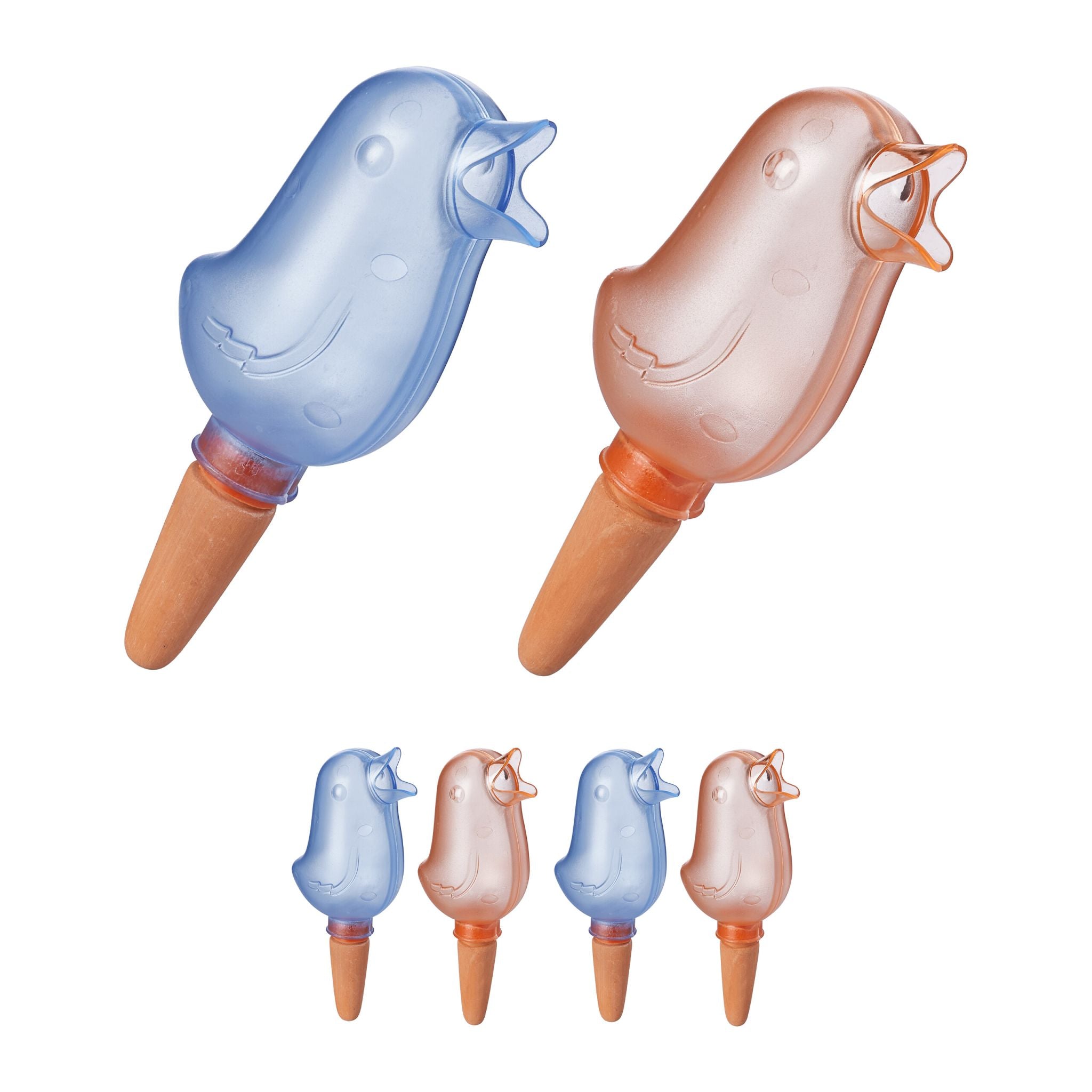 Tonkegel Vogel Set Blau-Hellbraun-Orange von Relaxdays