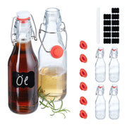 Bügelflaschen 250ml 6er-Set Weiss-Rot-Transparent von Relaxdays