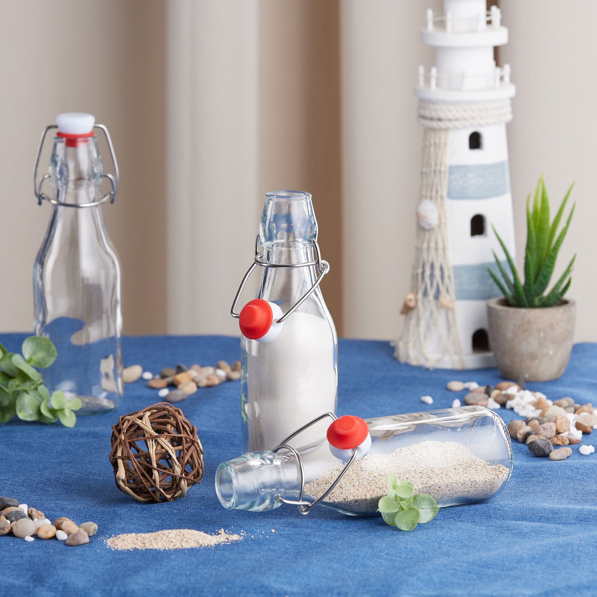 Bügelflaschen 250ml 6er-Set Weiss-Rot-Transparent von Relaxdays