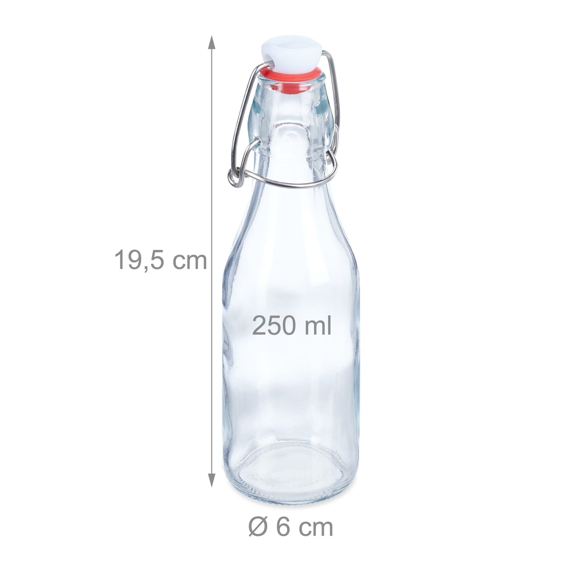 Bügelflaschen 250ml 6er-Set Weiss-Rot-Transparent von Relaxdays
