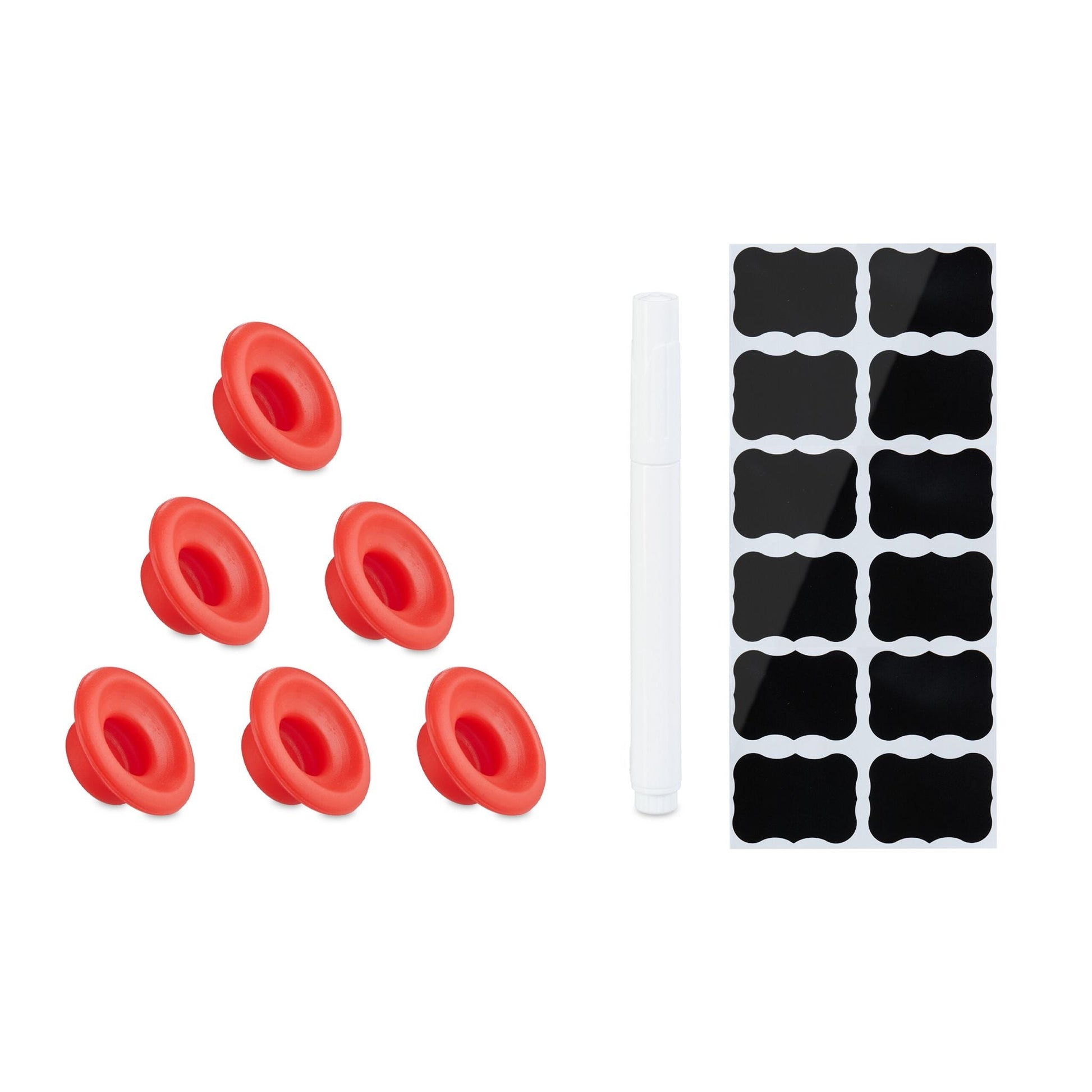 Bügelflaschen 250ml 6er-Set Weiss-Rot-Transparent von Relaxdays