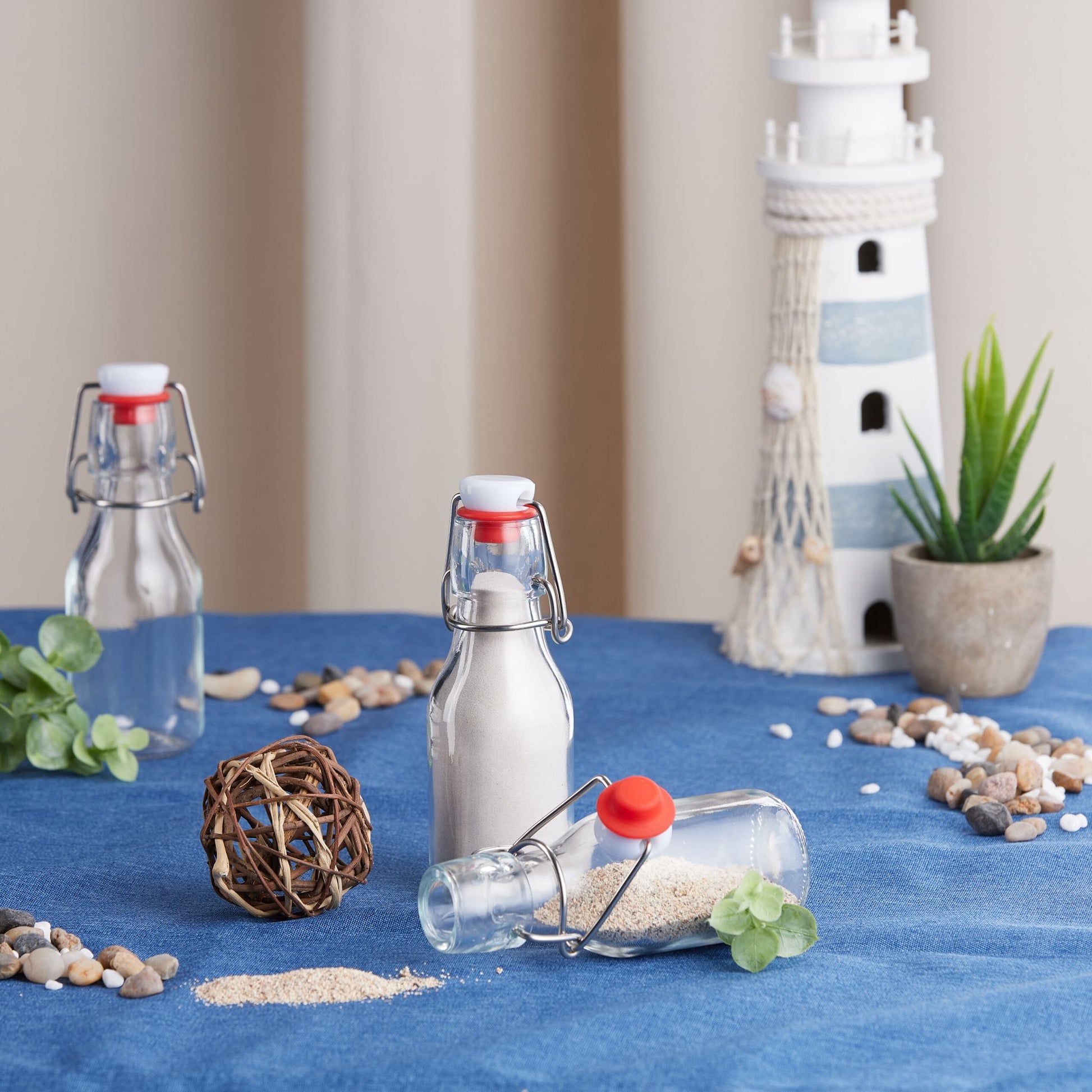 Bügelflaschen 100ml 24er-Set Weiss-Rot-Transparent von Relaxdays