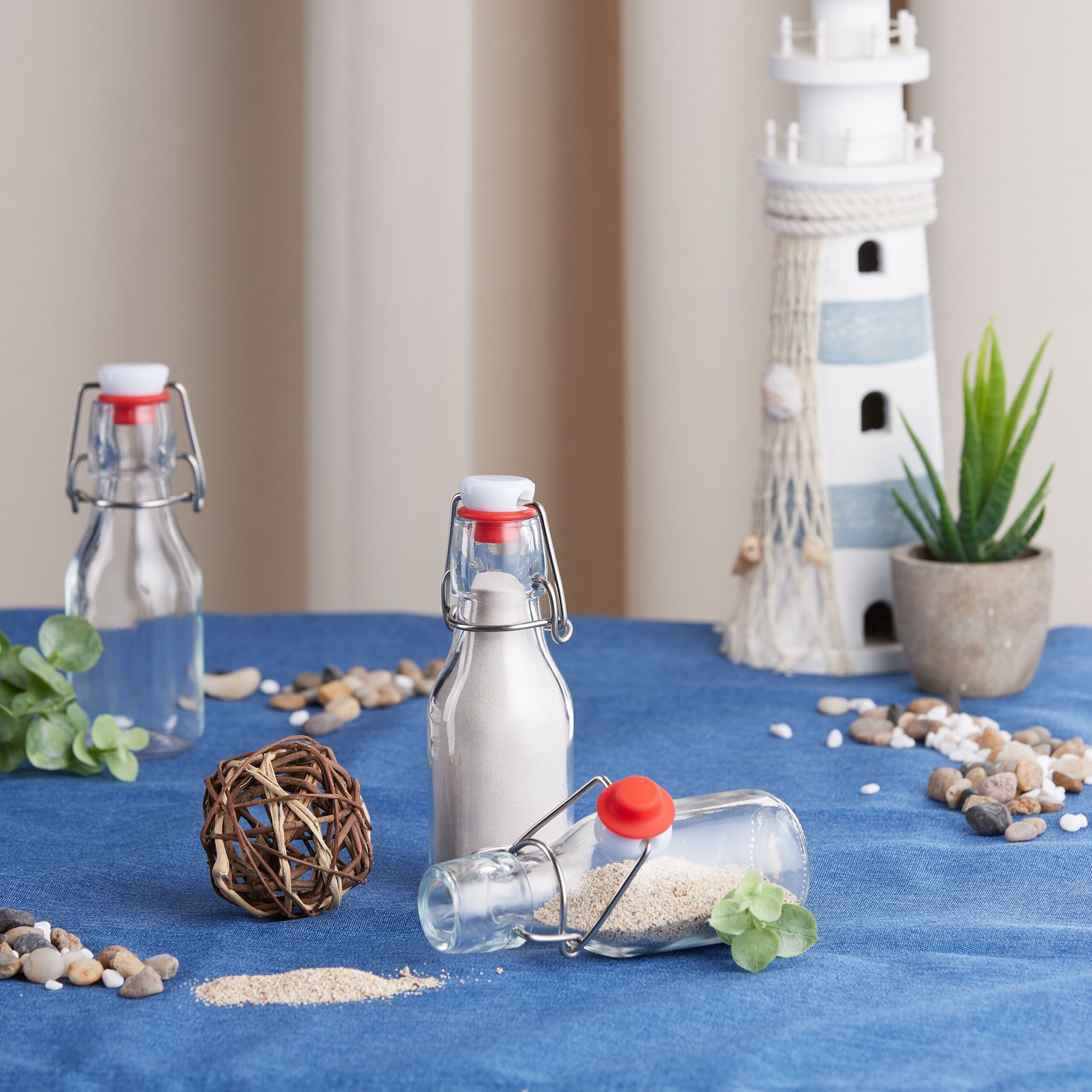 Bügelflaschen 100ml 24er-Set Weiss-Rot-Transparent von Relaxdays