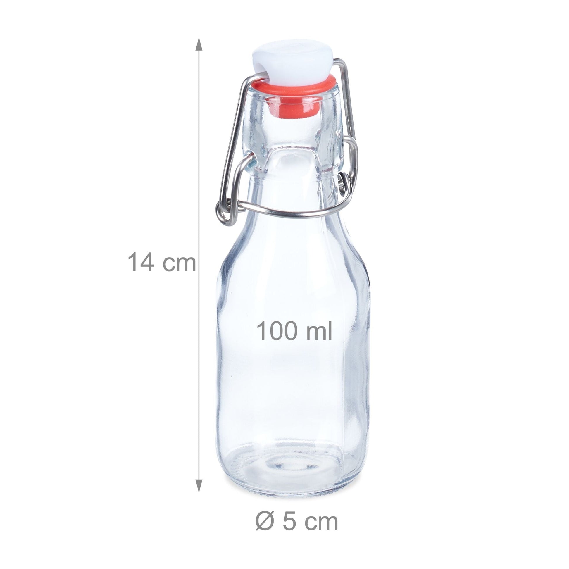 Bügelflaschen 100ml 24er-Set Weiss-Rot-Transparent von Relaxdays