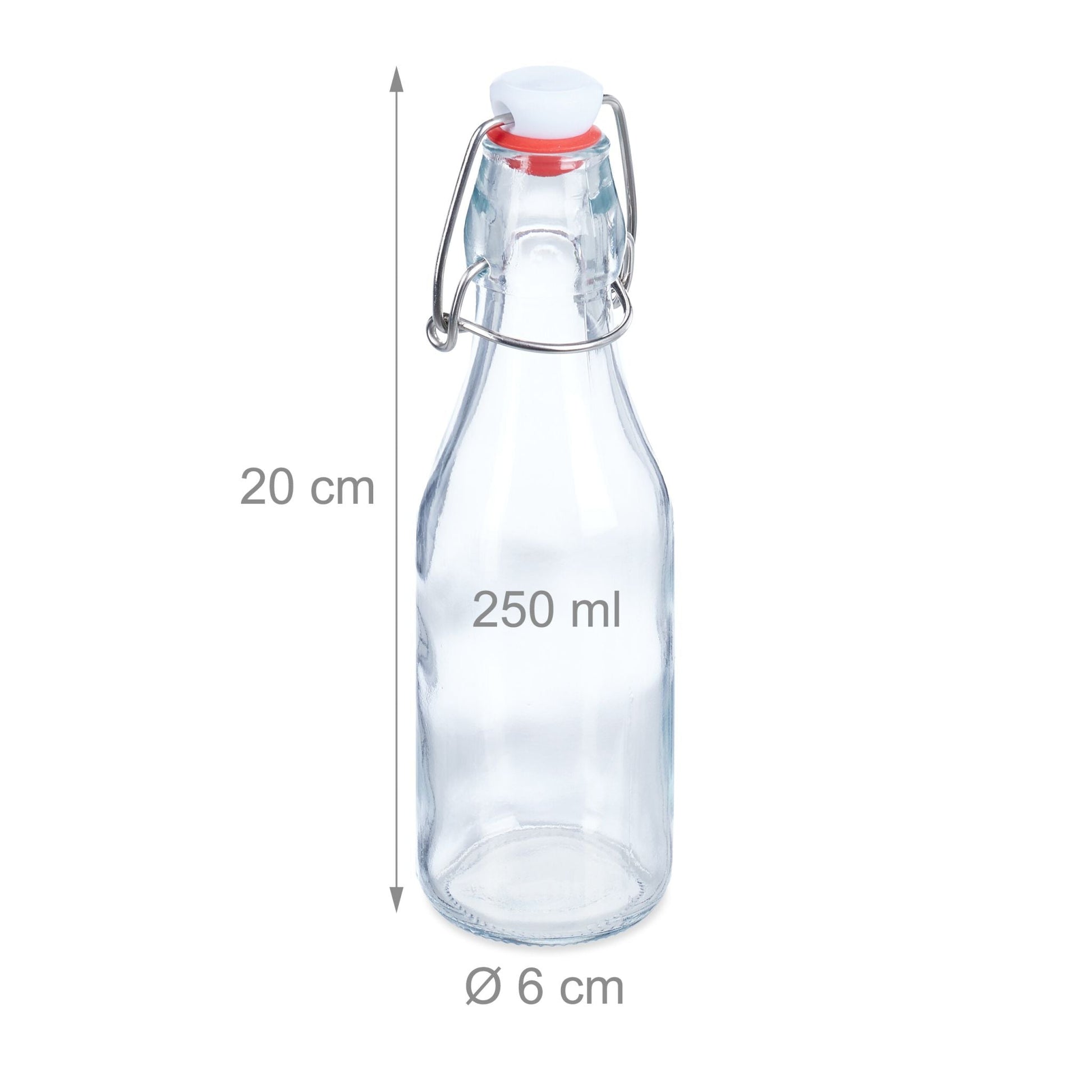 Glasflaschen Bügelverschluss 24er-Set Weiss-Rot-Transparent von Relaxdays