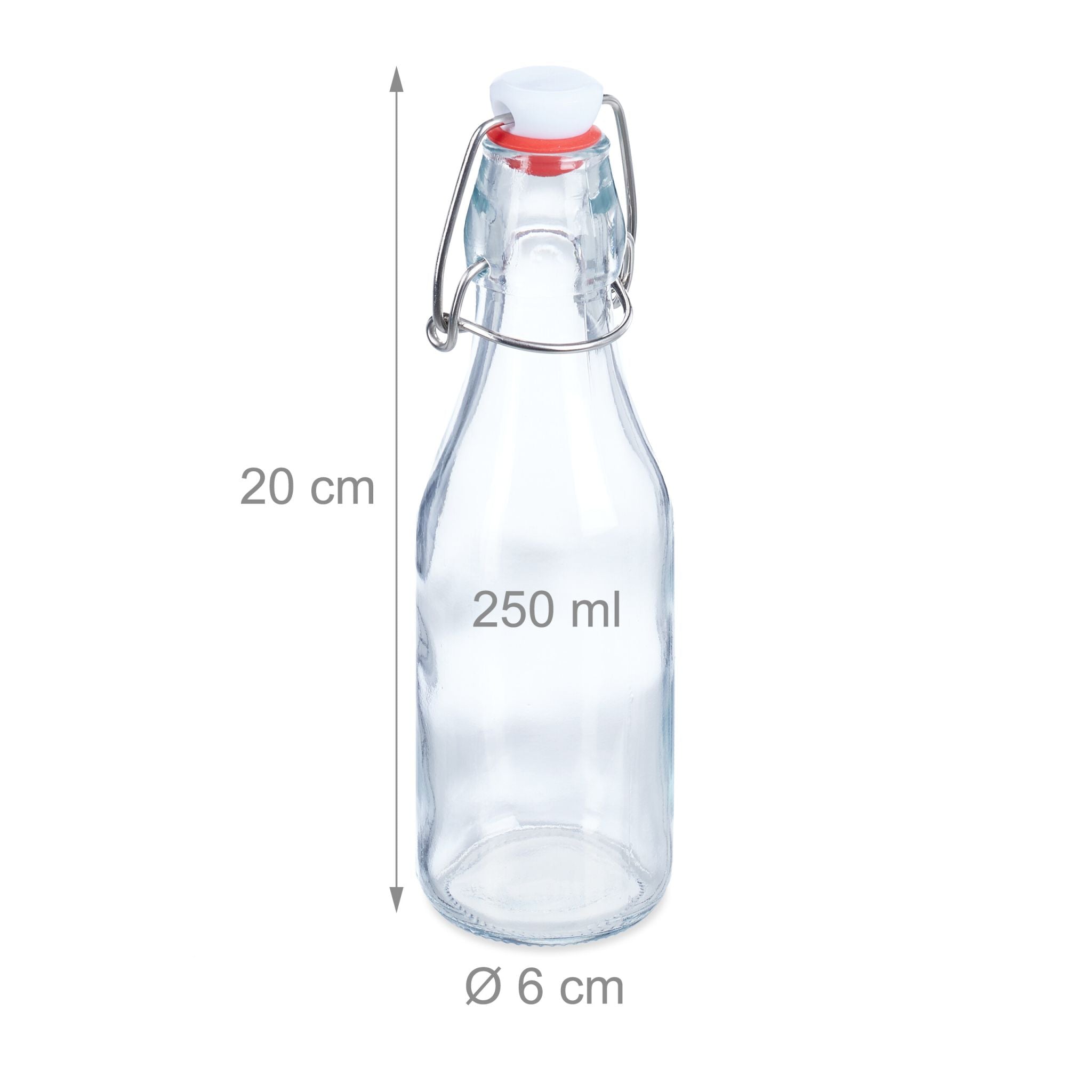 Glasflaschen Bügelverschluss 24er-Set Weiss-Rot-Transparent von Relaxdays