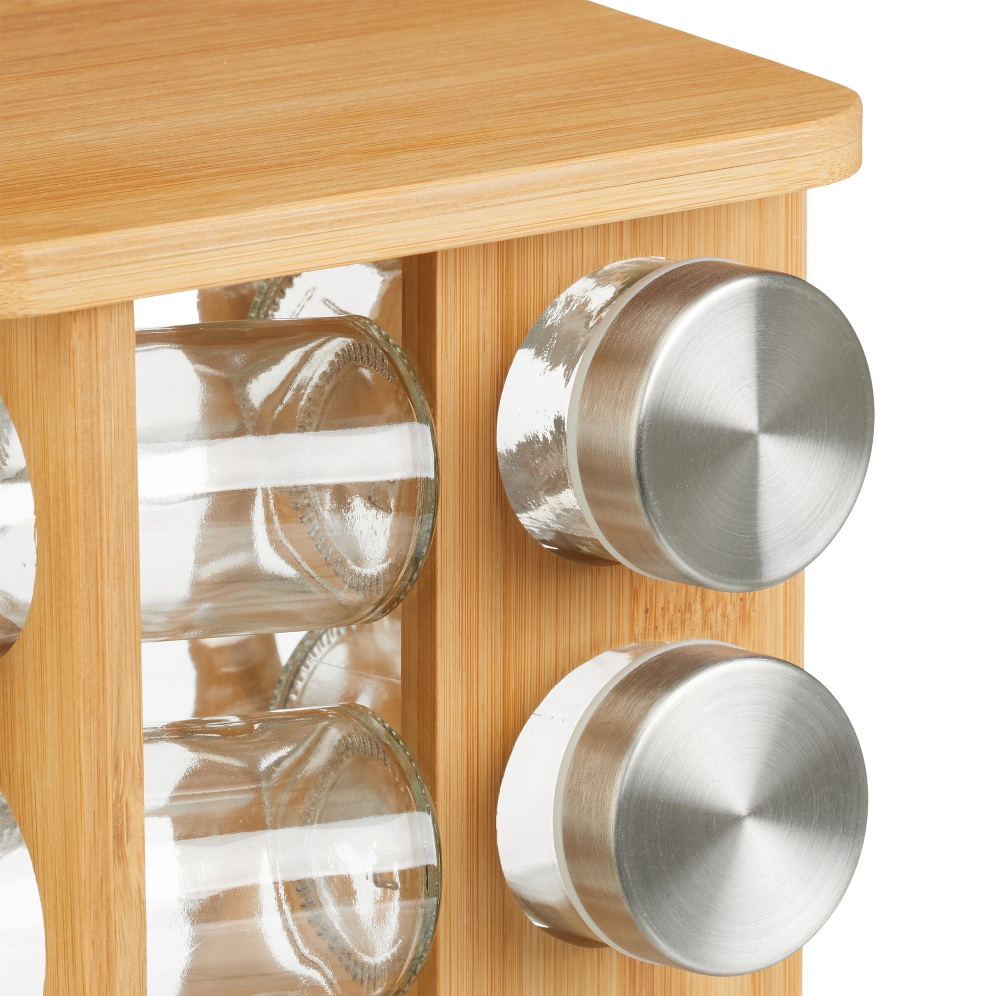 Gewürzkarussell mit 16 Gewürzgläsern Hellbraun-Silber-Transparent von Relaxdays