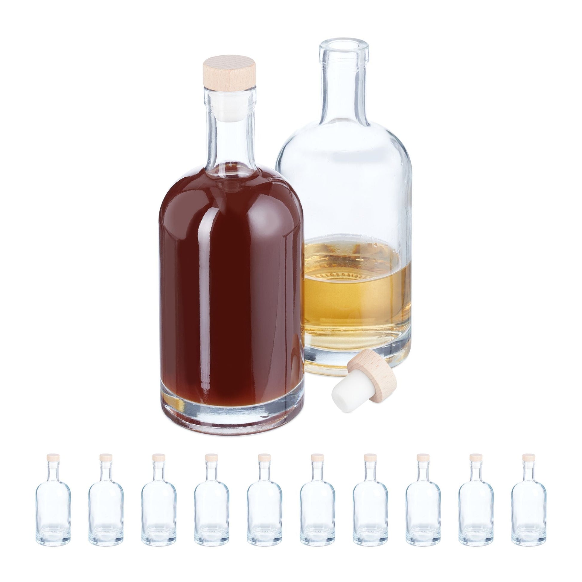 Flaschen zum Befüllen 12er-Set 500ml Hellbraun-Transparent von Relaxdays