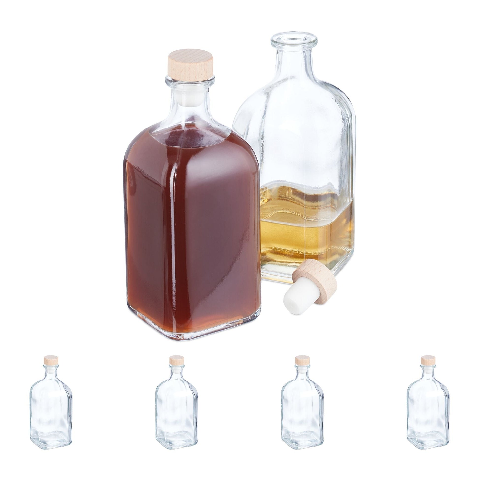 Flaschen zum Befüllen 6er-Set 500ml Hellbraun-Transparent von Relaxdays