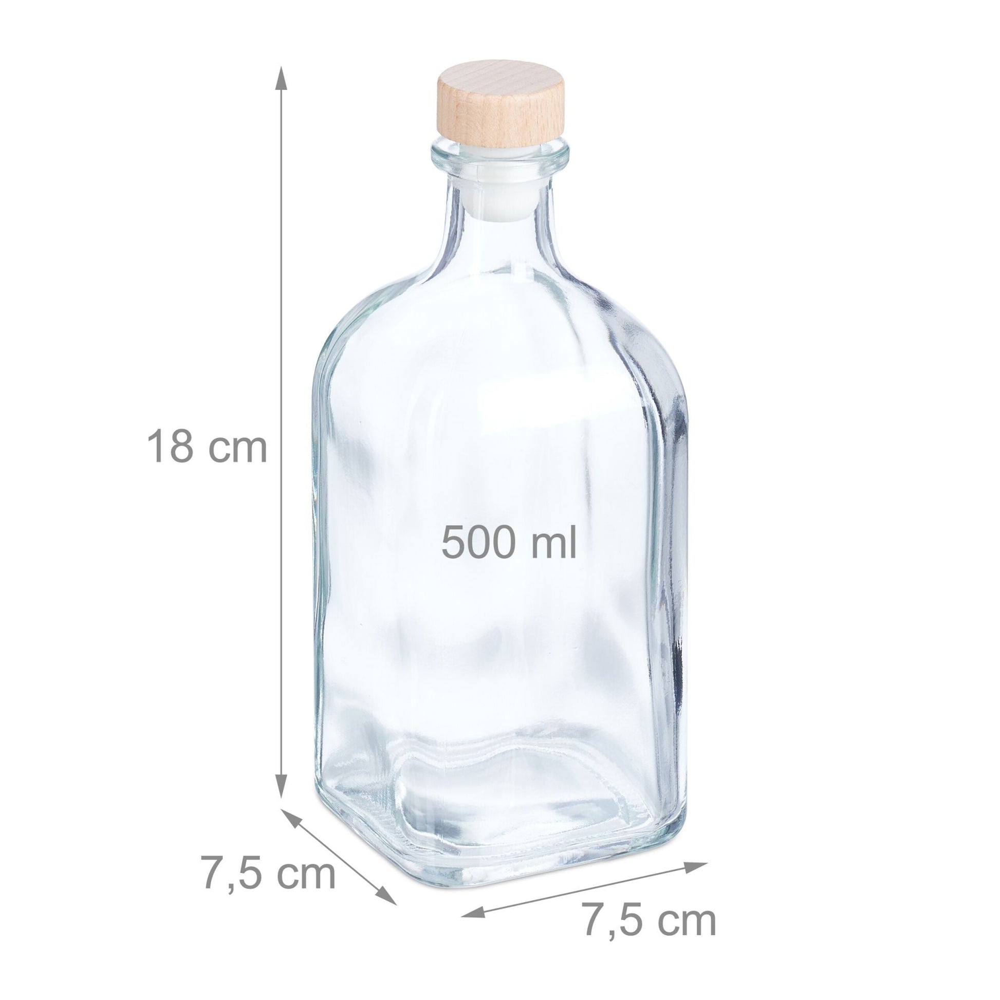 Flaschen zum Befüllen 6er-Set 500ml Hellbraun-Transparent von Relaxdays