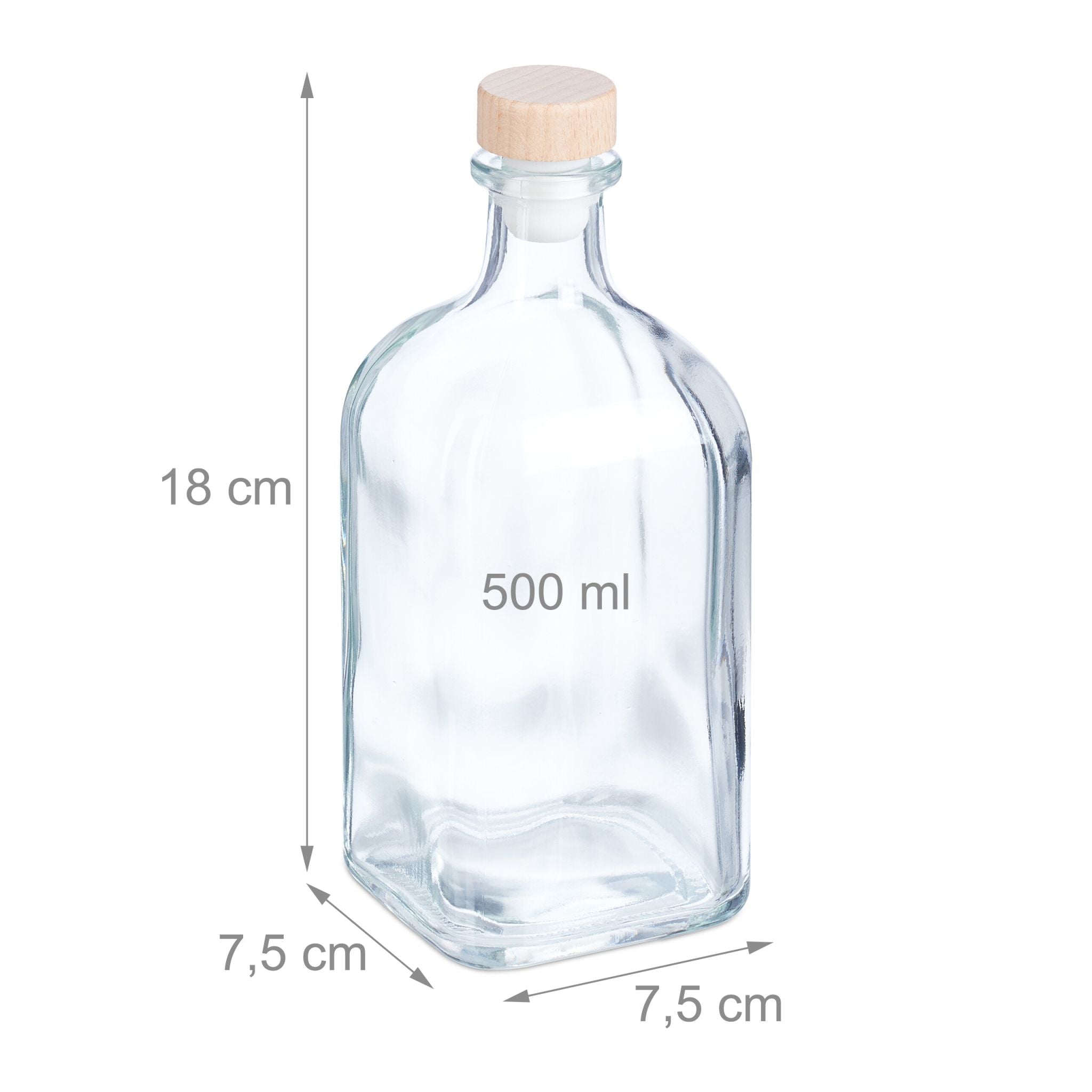 Flaschen zum Befüllen 6er-Set 500ml Hellbraun-Transparent von Relaxdays