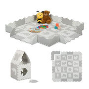 Puzzlematte mit Rand Tiermotive Weiss-Grau von Relaxdays