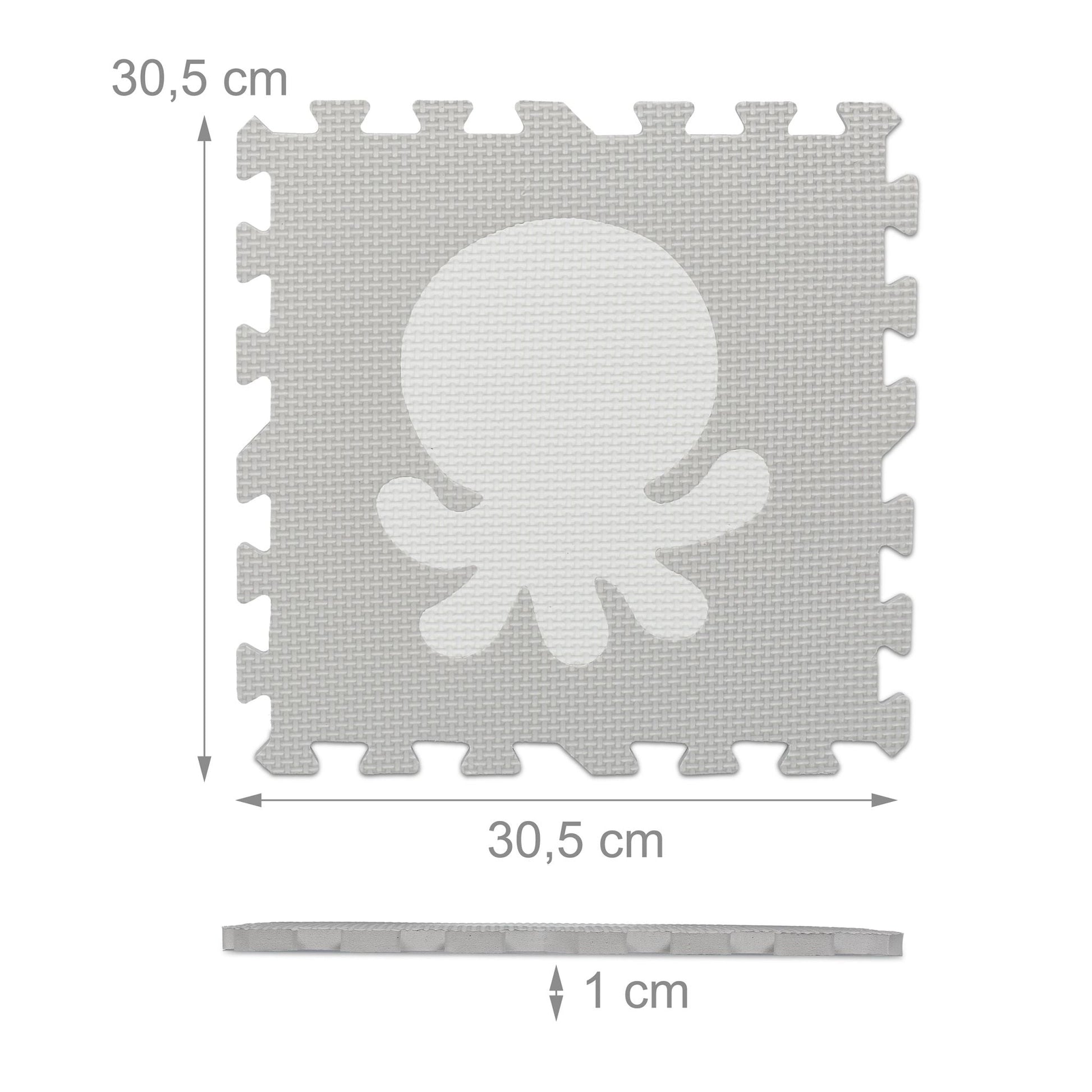 Puzzlematte mit Rand Tiermotive Weiss-Grau von Relaxdays
