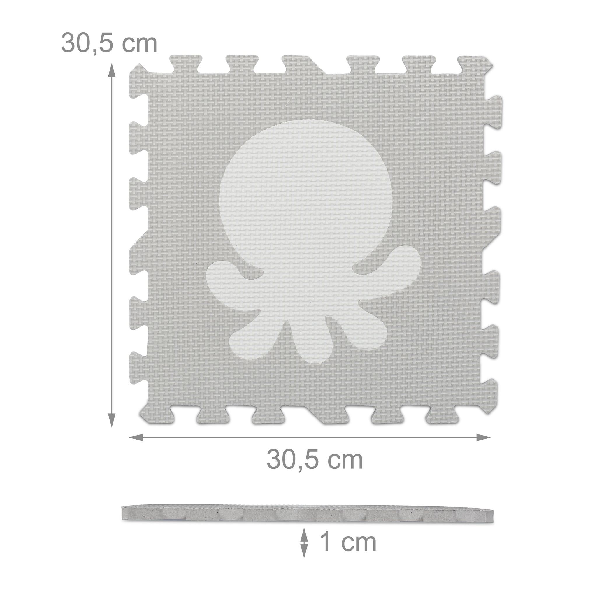 Puzzlematte mit Rand Tiermotive Weiss-Grau von Relaxdays