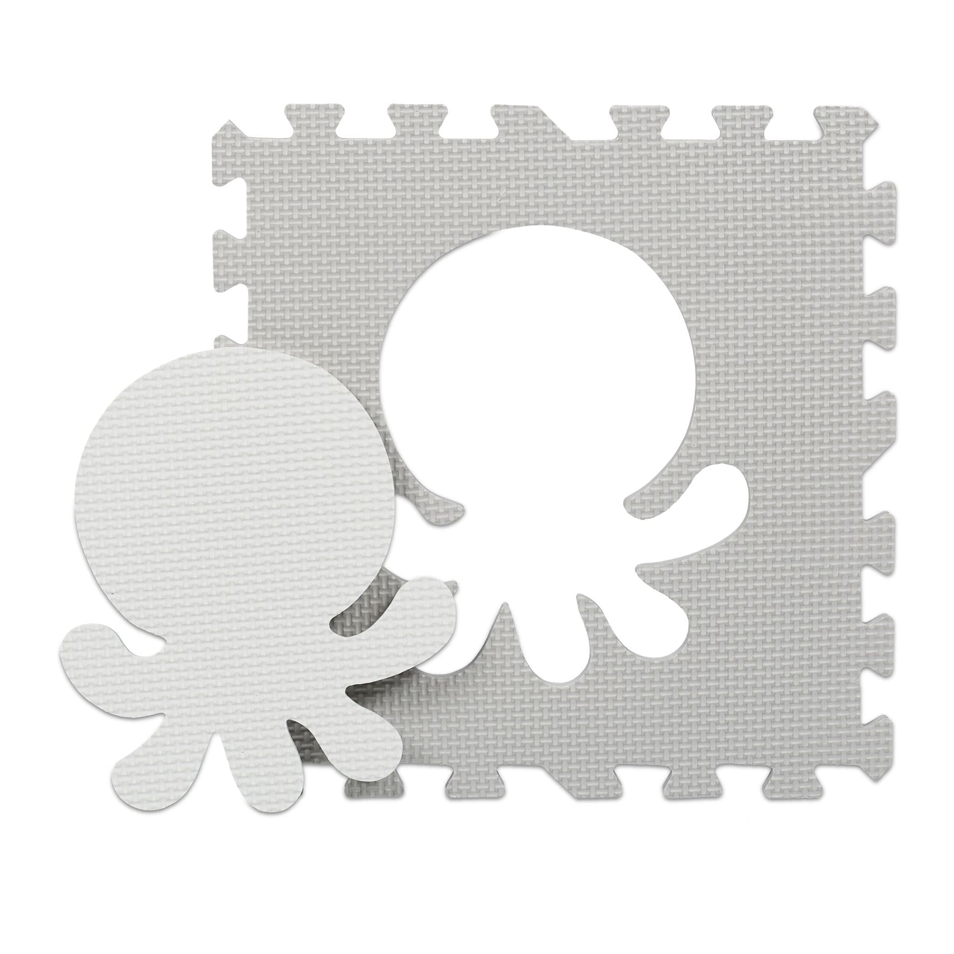 Puzzlematte mit Rand Tiermotive Weiss-Grau von Relaxdays
