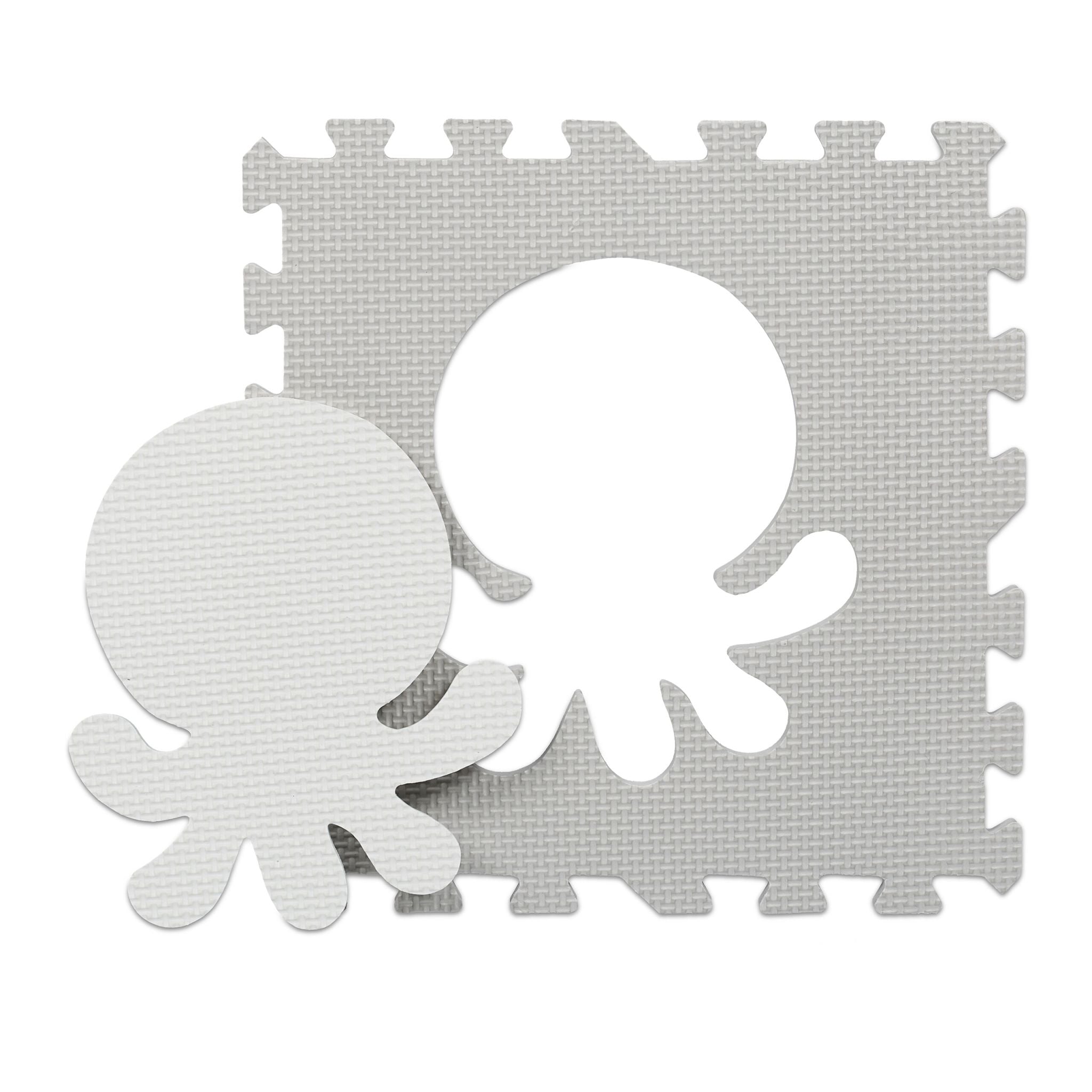 Puzzlematte mit Rand Tiermotive Weiss-Grau von Relaxdays
