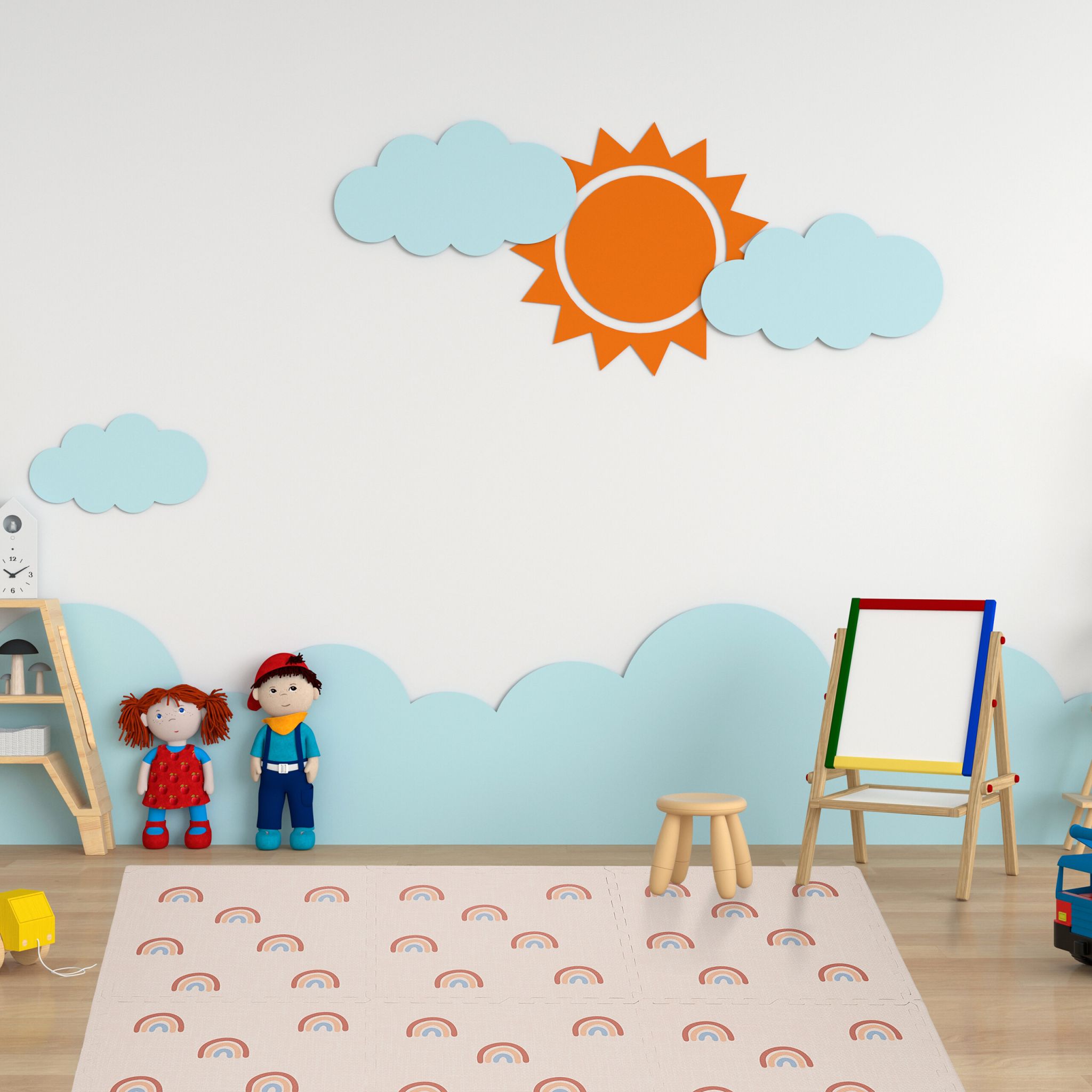 Puzzlematte Regenbogen 6er-Set Blau-Rosa-Rot von Relaxdays