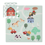 Puzzlematte Farm Weiss-Grün-Rot von Relaxdays