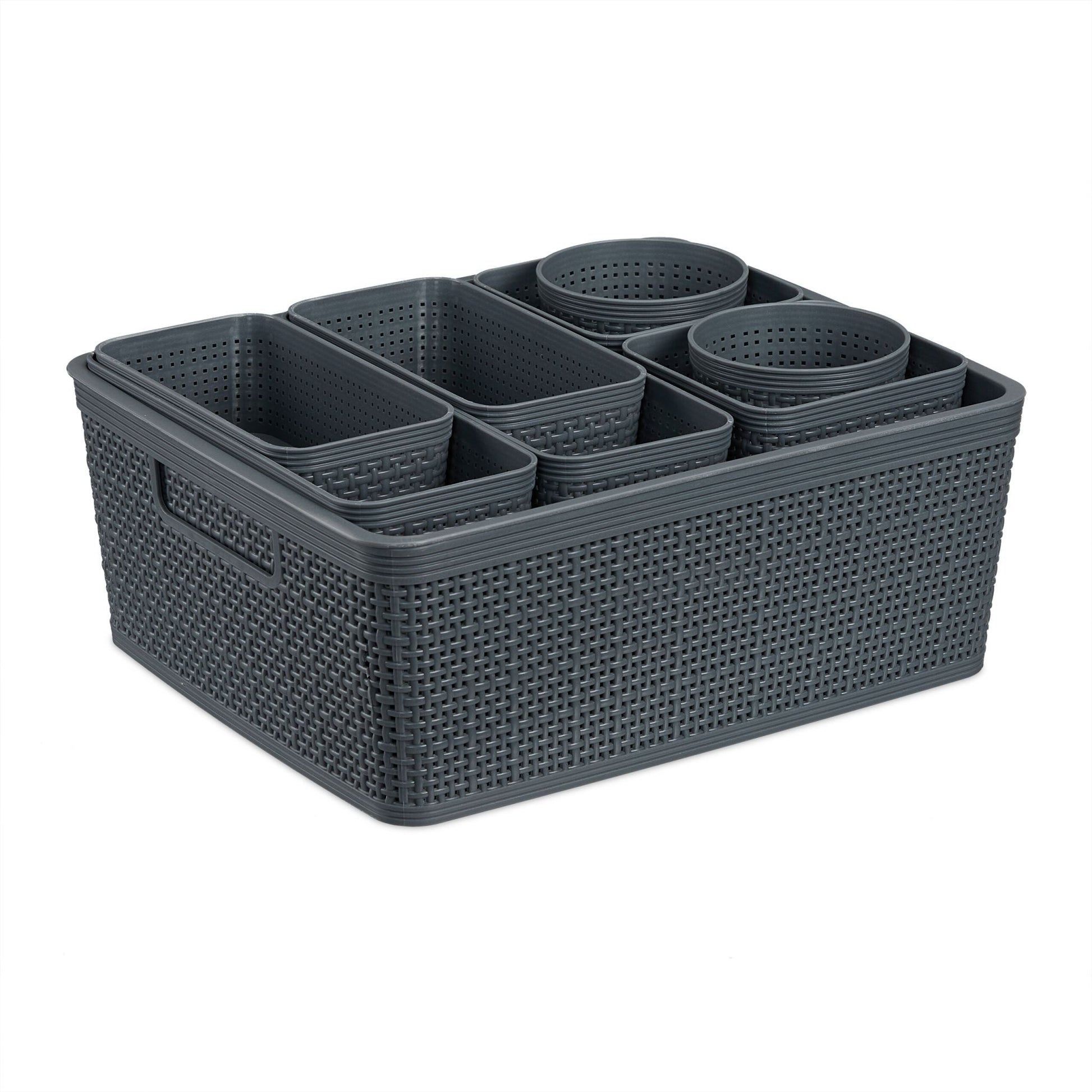 Schubladen Organizer 10er-Set Grau von Relaxdays